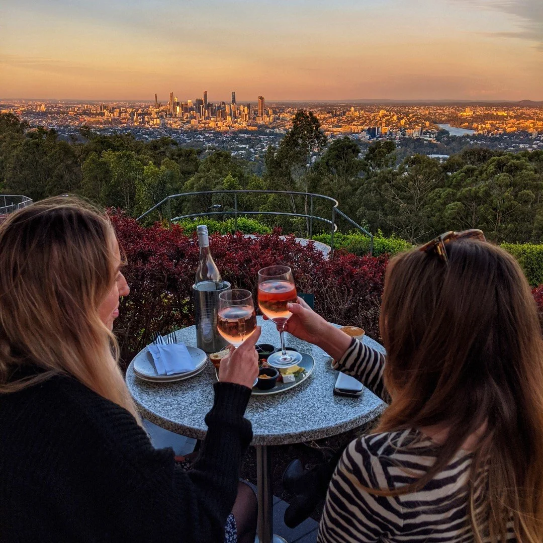 View the sunset over the city as you dine 🍷