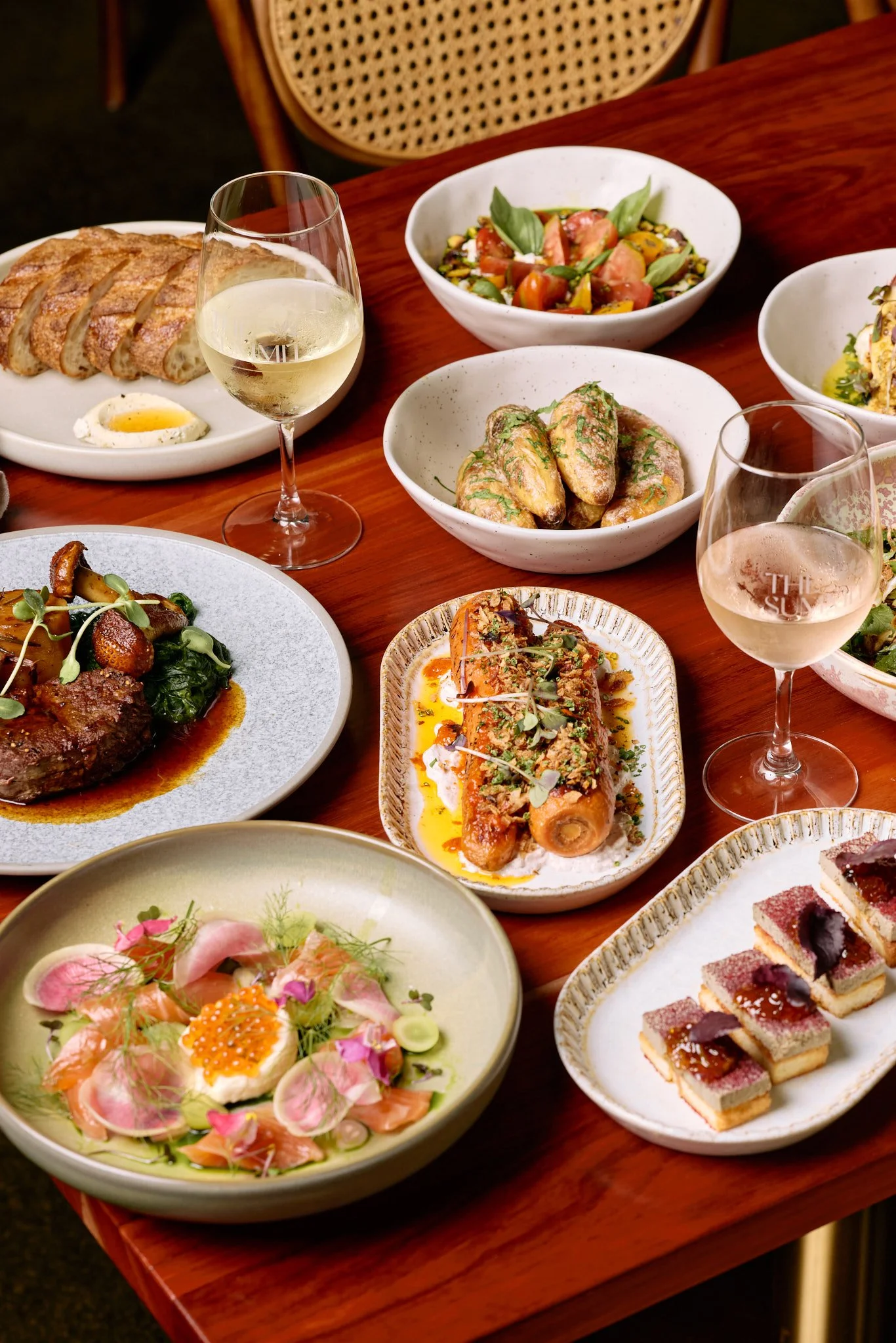 House Baked Sourdough, Carrots, Baby Kipfler, Duck Parfait, Black Angus Eye Fillet, Atlantic Salmon Gravlax, Mt Tamborine Stracciatella 1.jpg