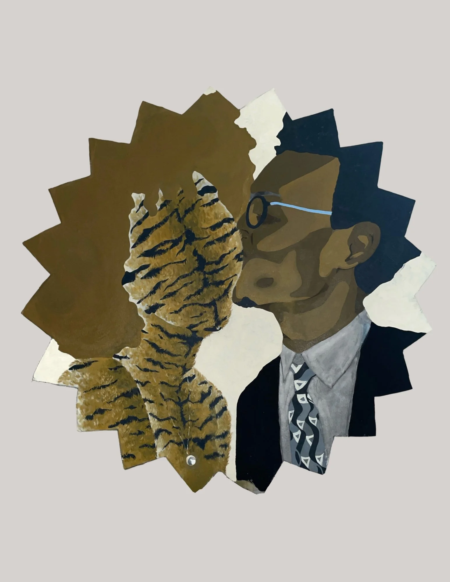 Cowboy and I (2026)
Oil and acrylic on canvas, mounted on wood panel

This is one of the first pieces I’ve painted of me and my lover. He’s drawn and painted me about ten times. I’ve been experimenting with textures and specifically choice this anima