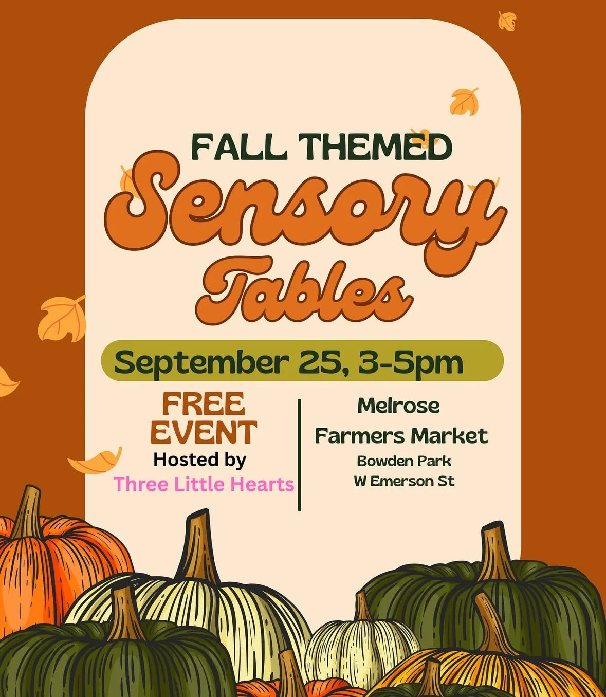 Fall Themed Sensory Tables at Melrose Farmers Market