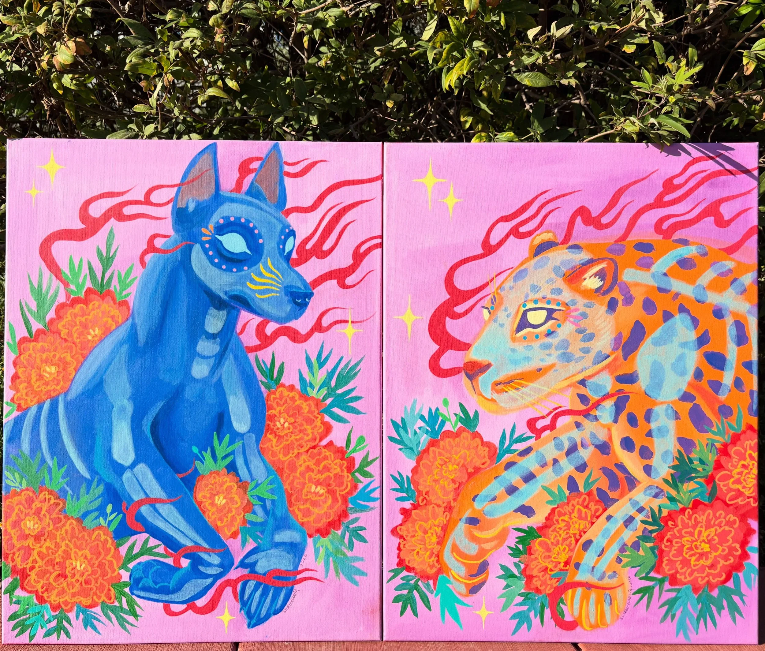 The guides 🖤✨
I love the idea of sacred creatures guiding us through the final physical form of this realm. I love animals so much and think they deserve the whole world. 
These are my children and I love them 🦴 🐕 🐆 🖤✨
&bull;
&bull;
&bull;
&bull