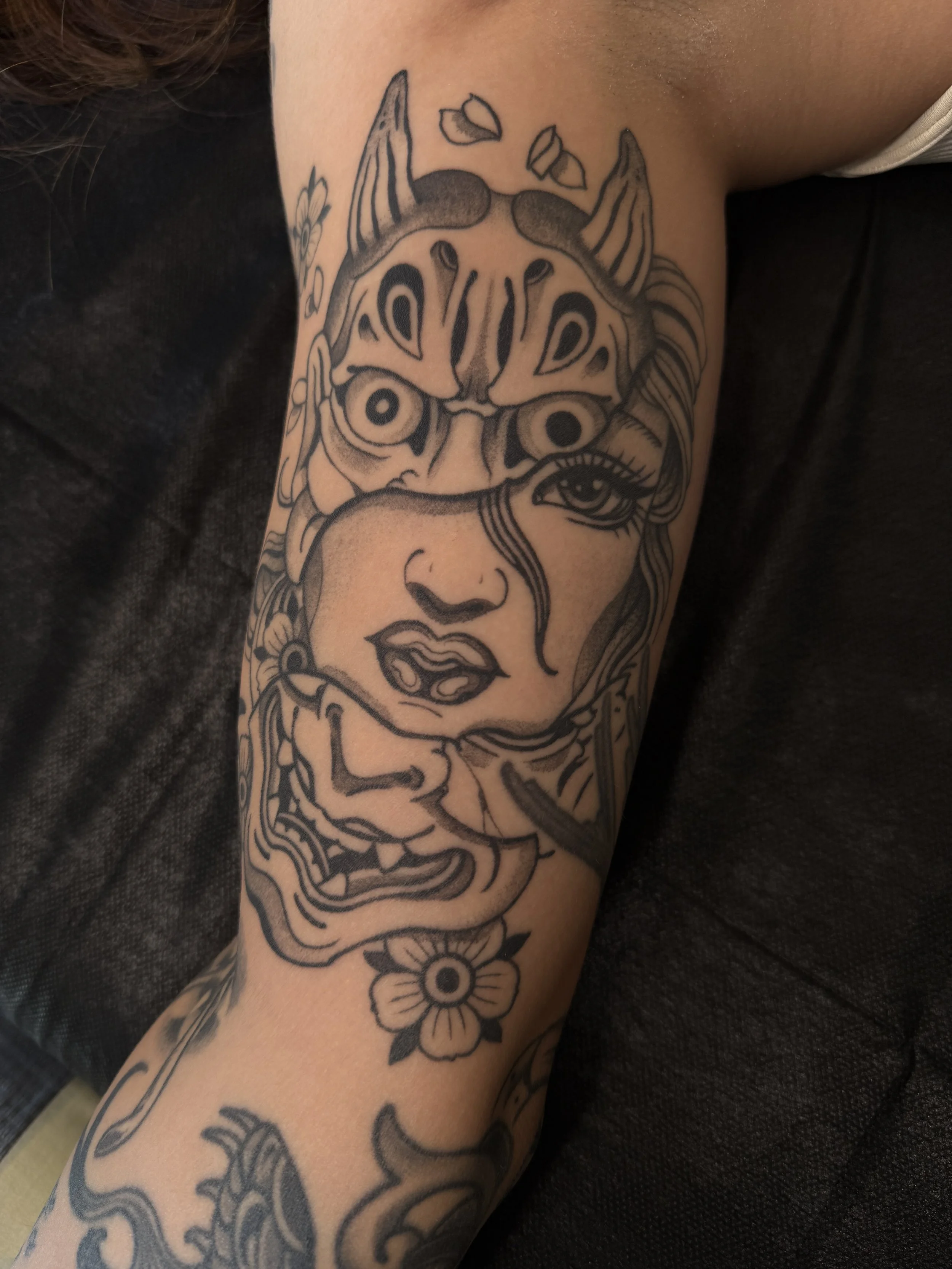 Illustrative hannya tattoo done in San Diego