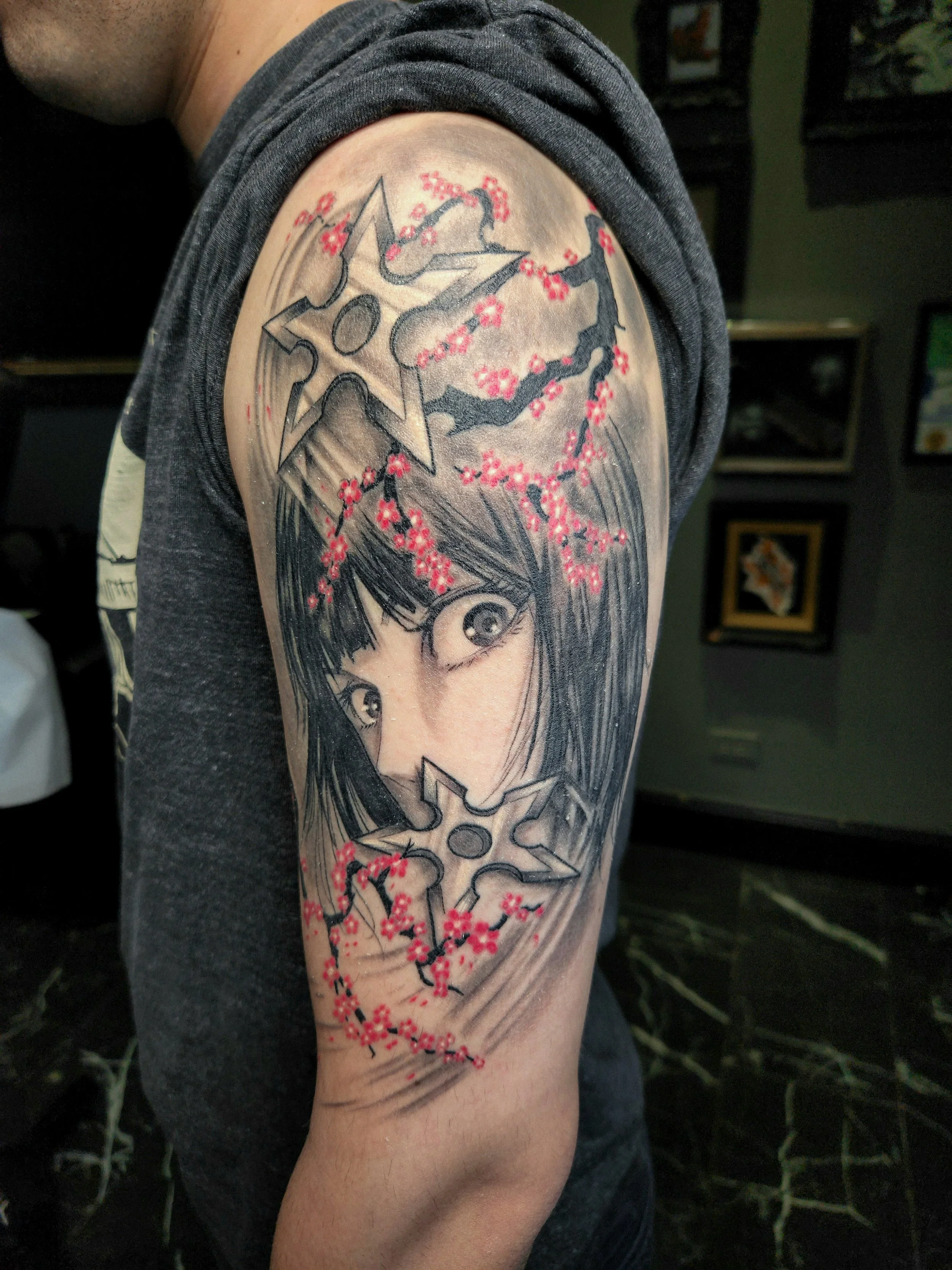Illustrative anime tattoo done in San Diego