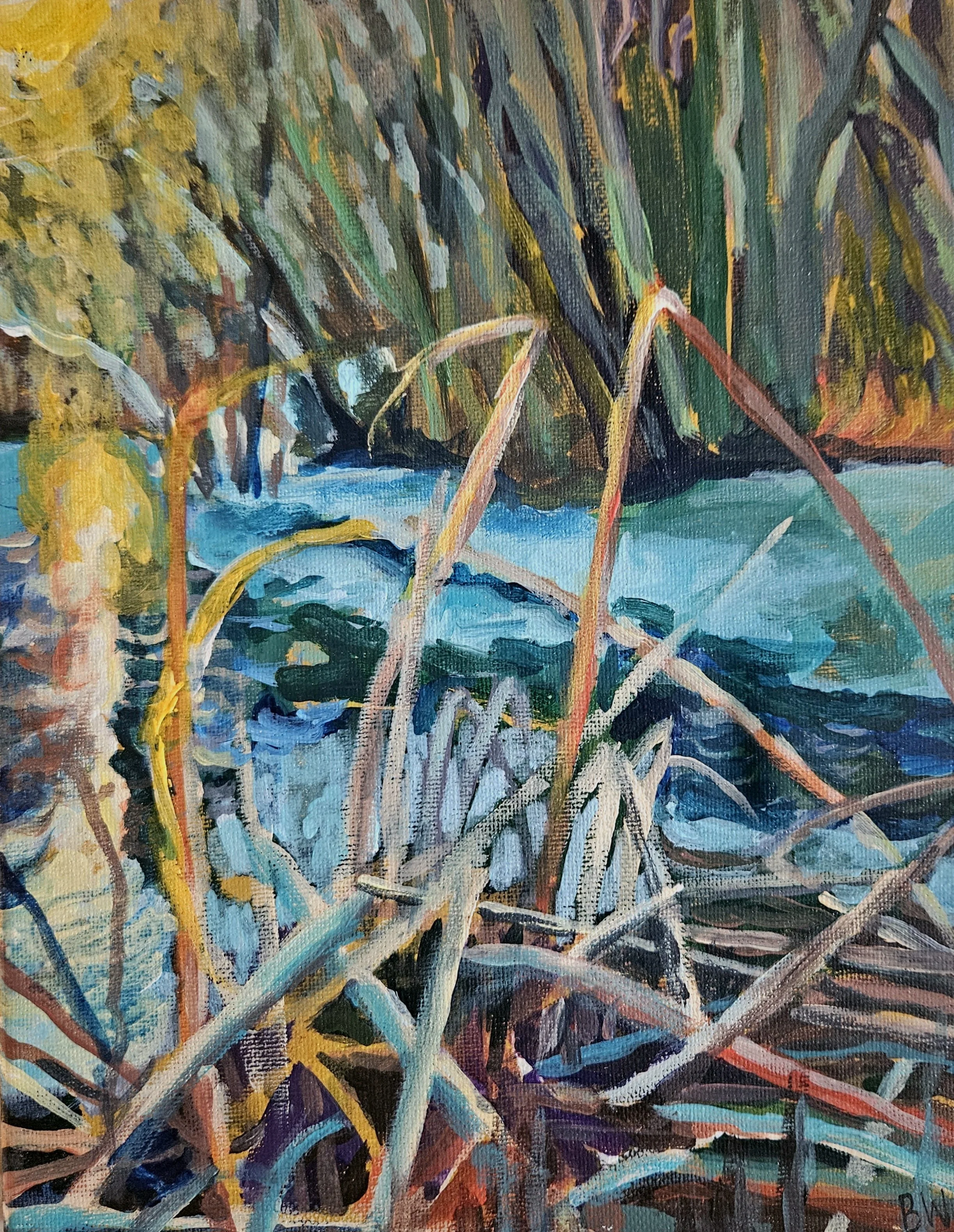 "January Jewel Study", 2024, acrylic paint on stretched canvas, 10"x8"