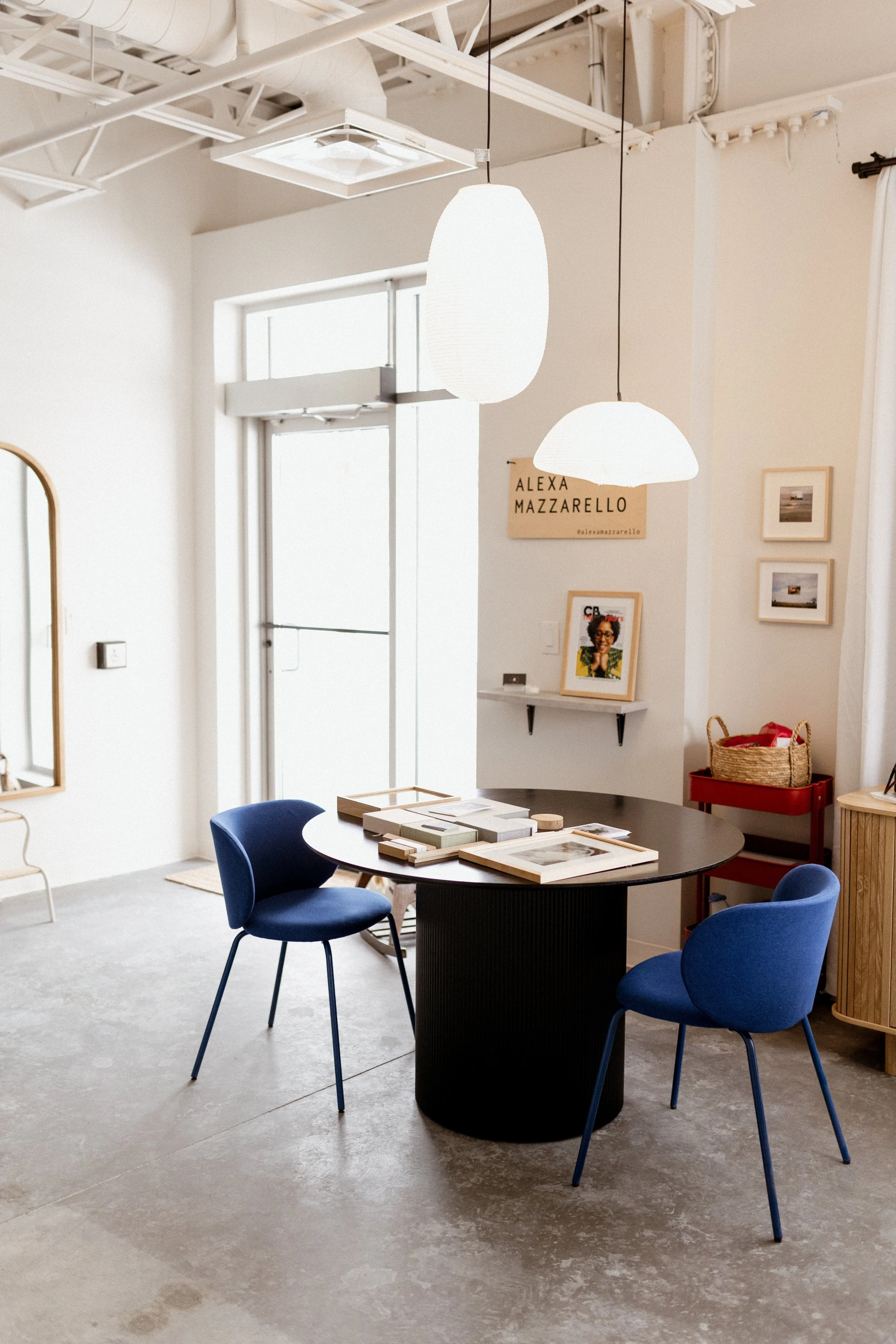 client meeting space inside alexa mazzarello studio in ottawa