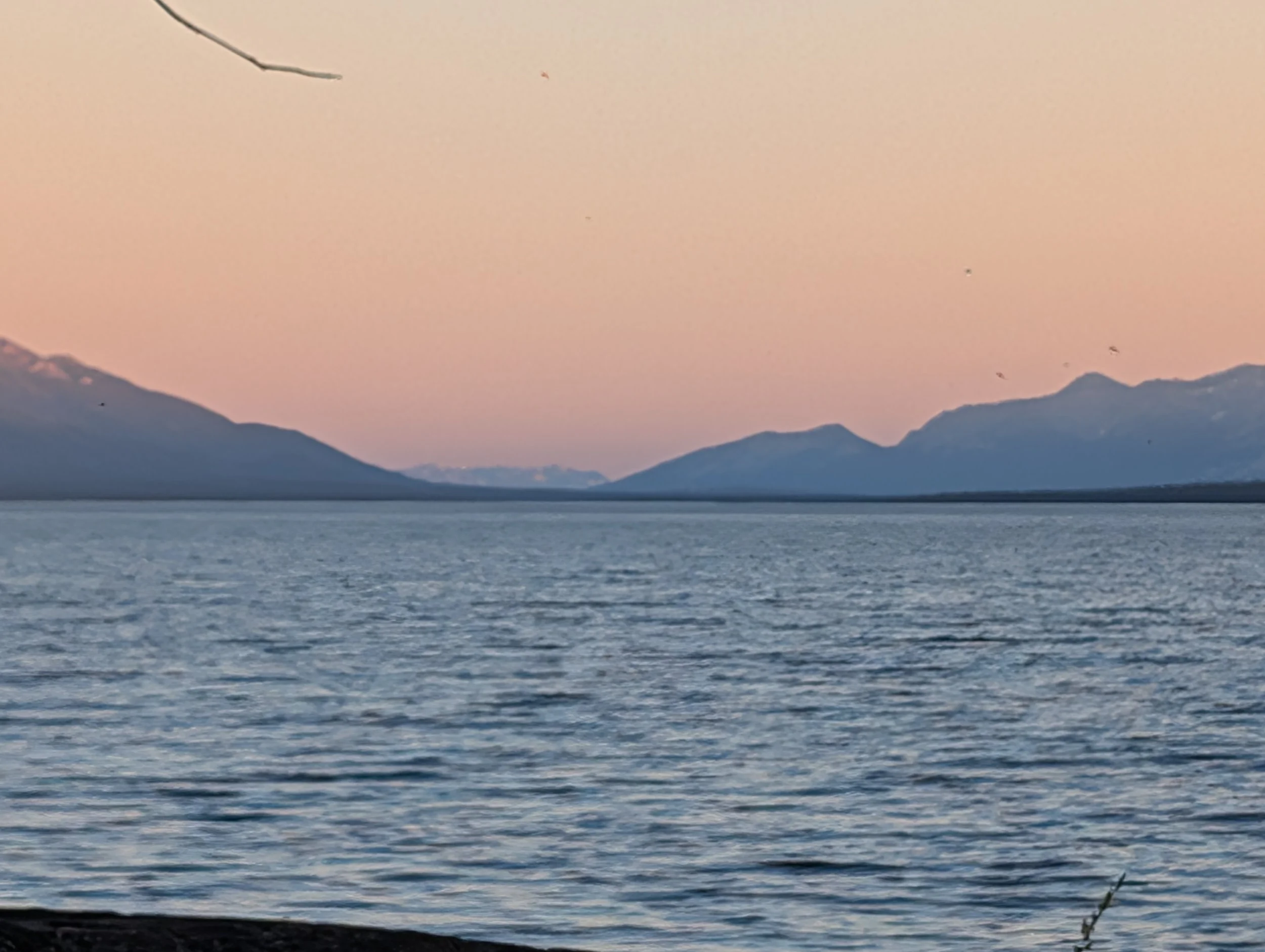 Lake and mountains during sunset