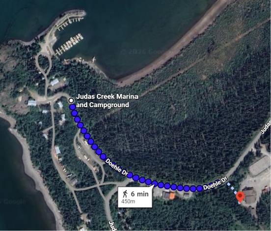 Walking path to community center and disc golf course