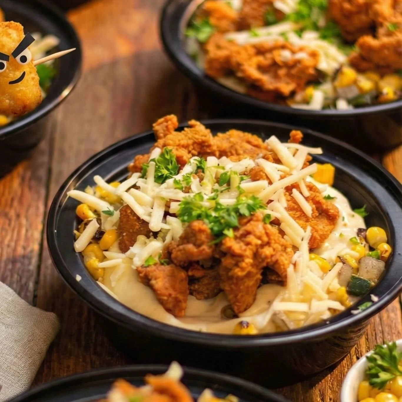 Zero degrees. Snow incoming. This is not a drill.

If you&rsquo;re braving the cold today, do Future You a favor and grab a Honey&rsquo;s Almost Famous Bowl on your way through. Mashed potatoes, chopped fried chicken, creamy gravy, corn + poblanos, s