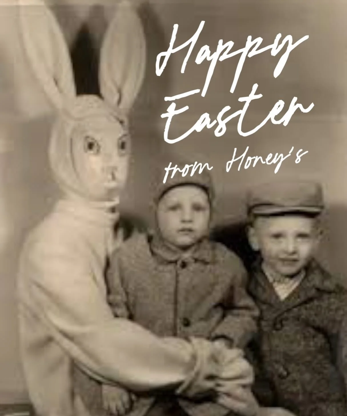 Happy Easter from your friends at Honey&rsquo;s! We will be closed today for family time, but will be open for our regular ours tomorrow. See you soon!