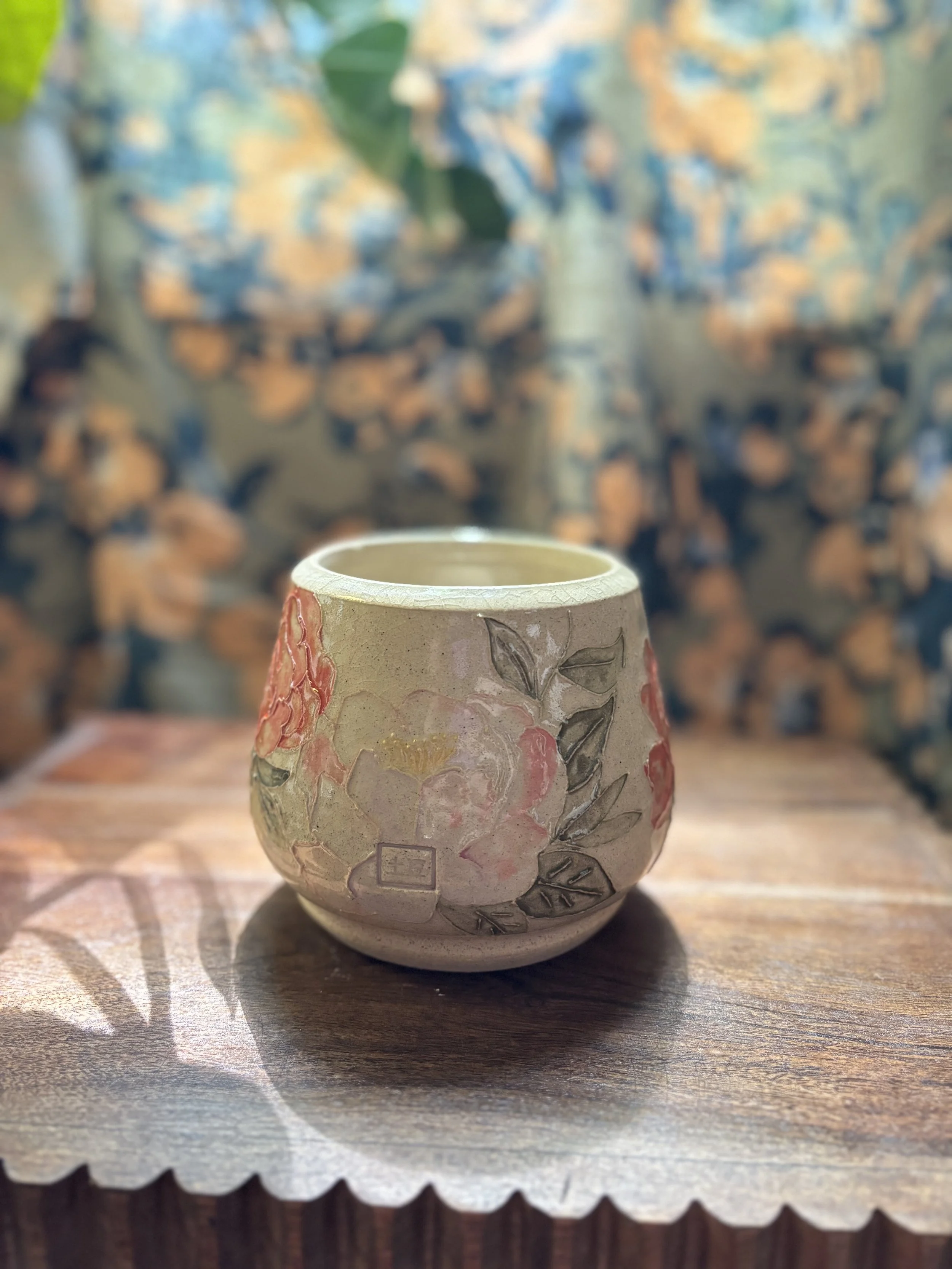 Peony Watercolor Planter