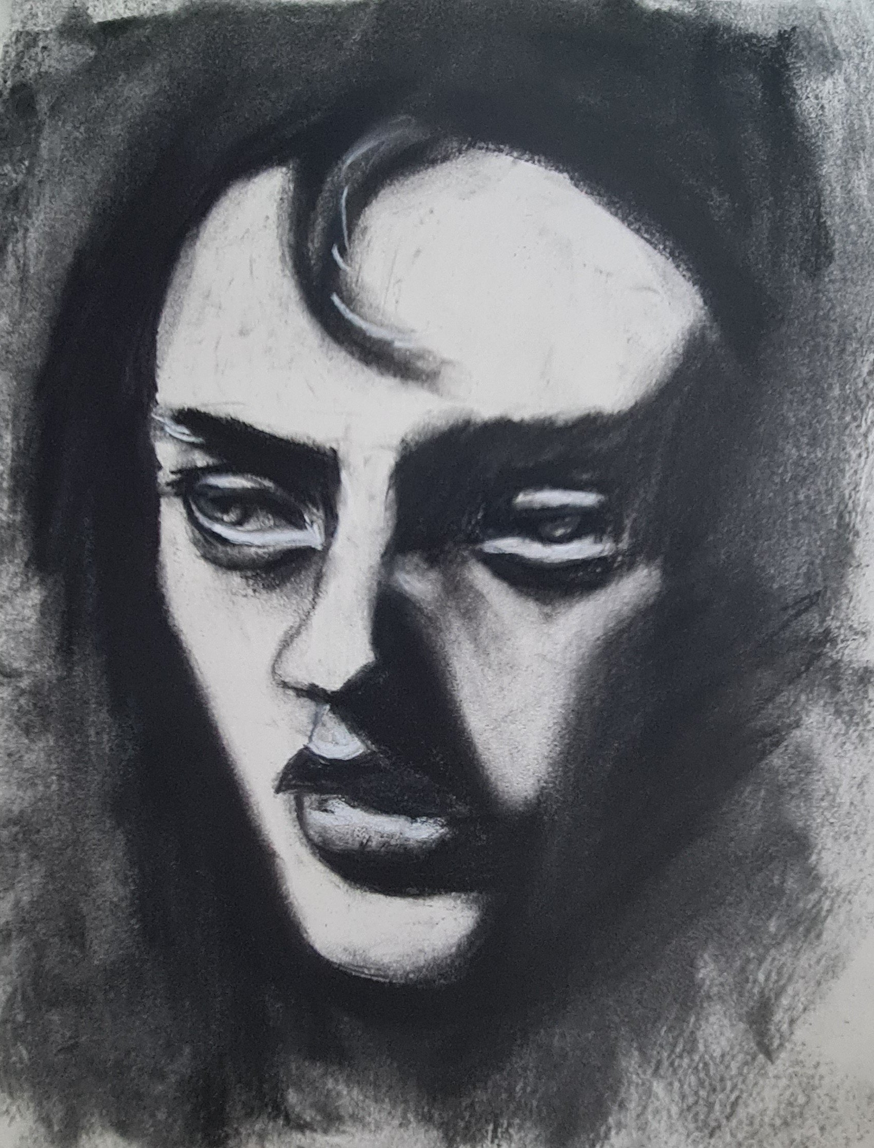 Portrait 1, 2024, charcoal on paper, 21 x 29 cm