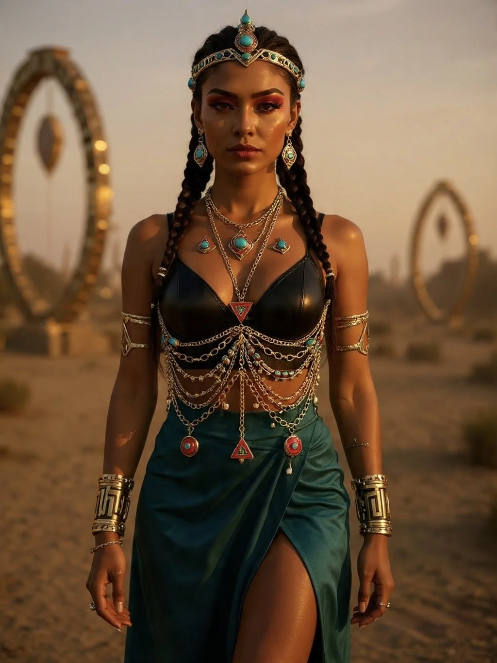 Golden Boho Body Chain with Tribal Accents - Stainless Steel