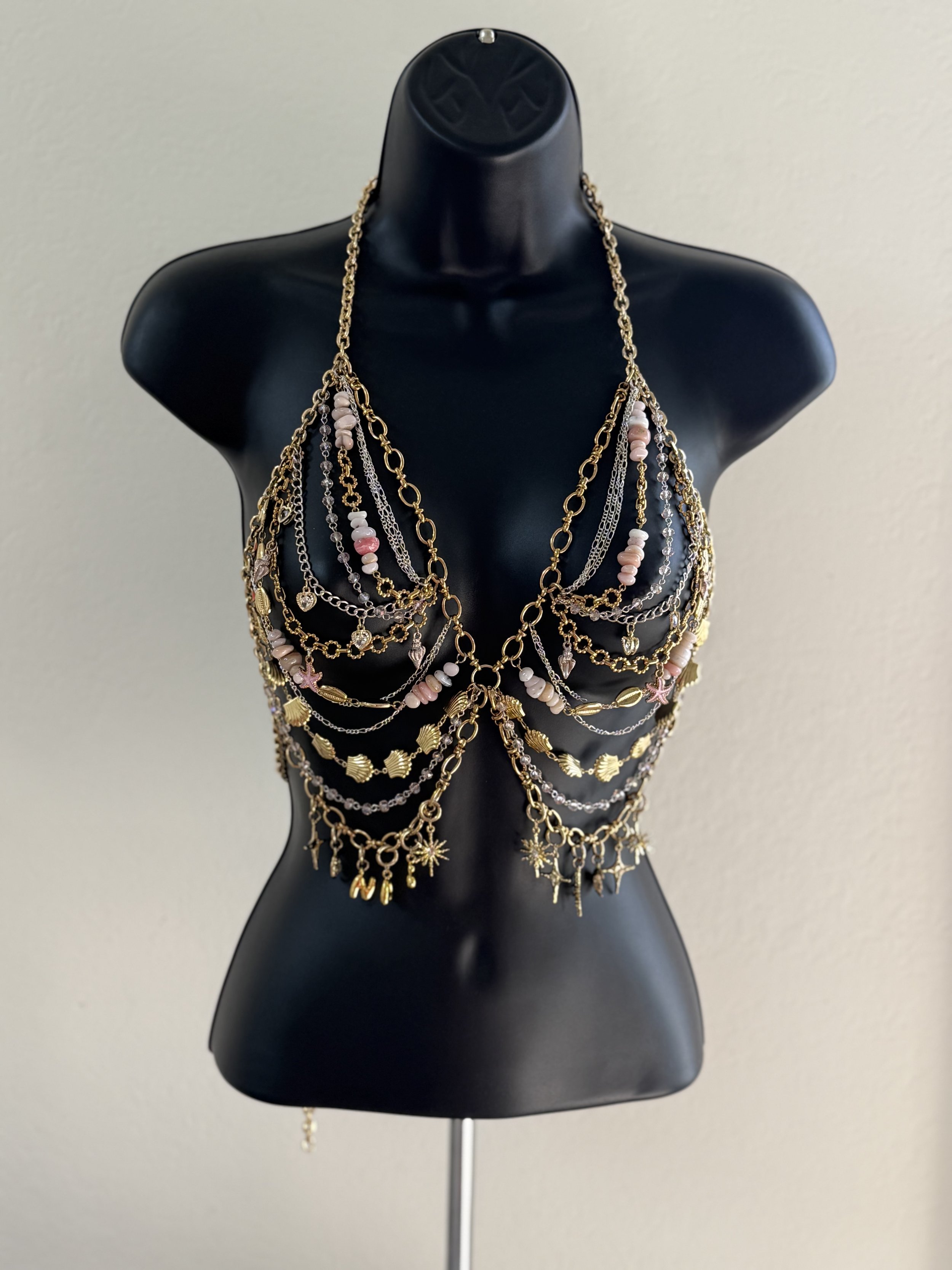 Pink Opal Tides — Customizable Ocean Charm Body Chain