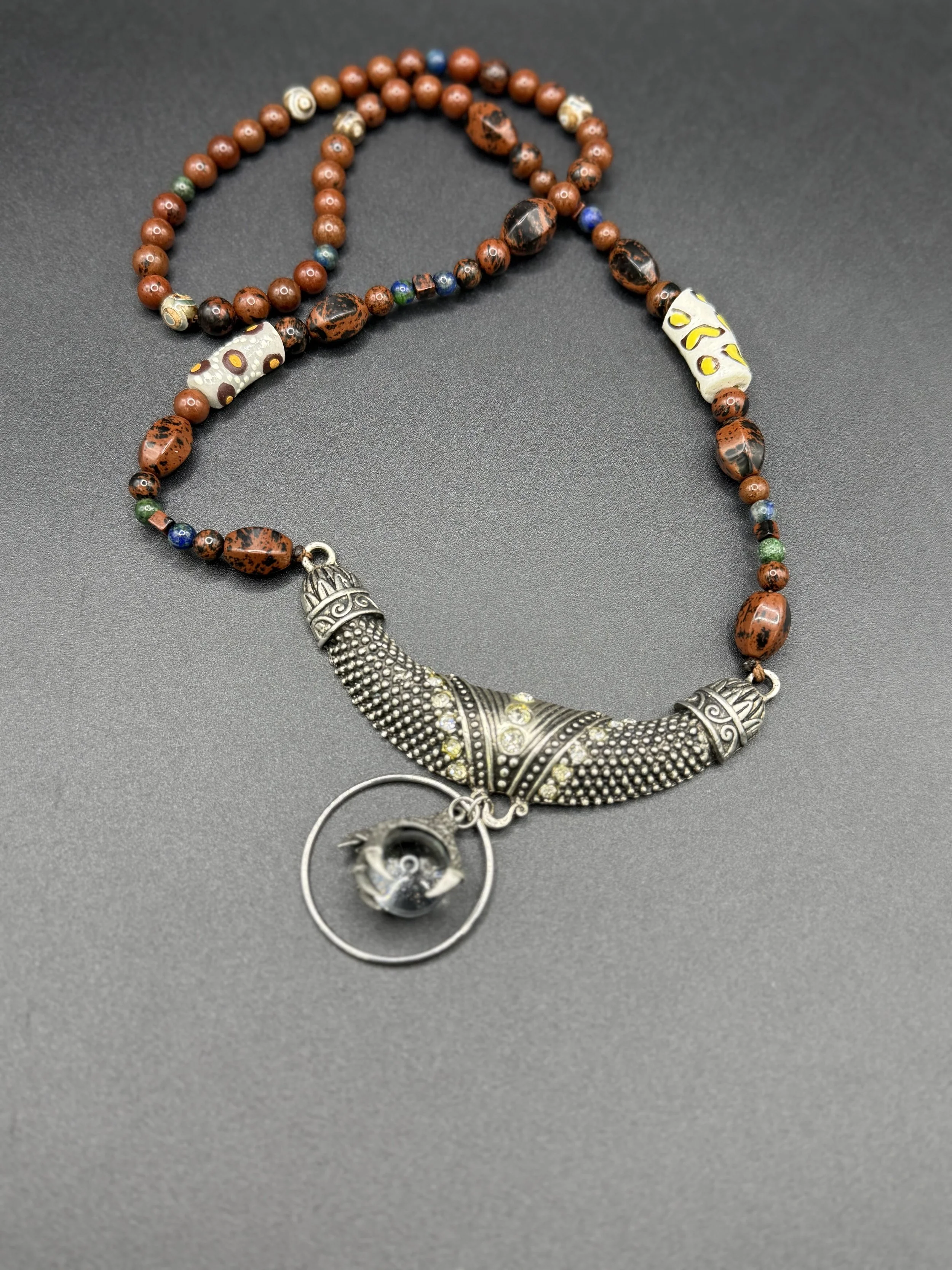 Eagle Necklace Mahogany Obsidian stone unisex