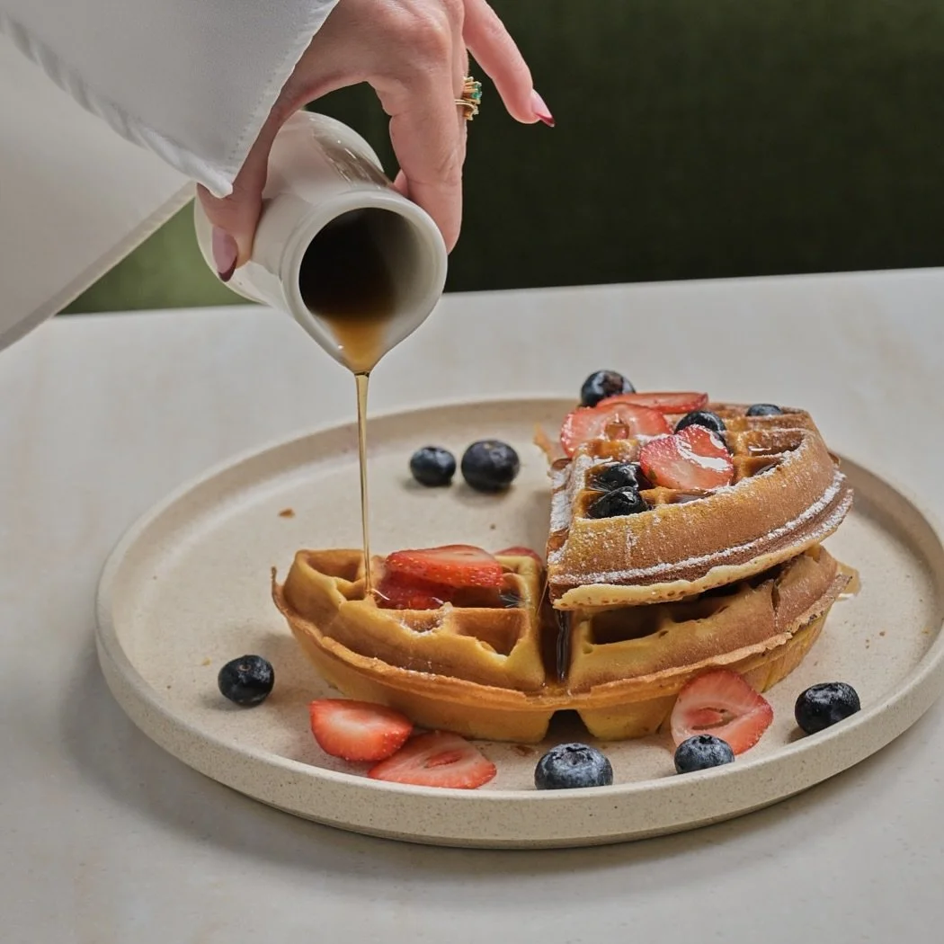 Soft, golden, and intentionally crafted.
Our protein waffles are made with organic plant-based protein powder for a refined start to the day.

#plantbasedprotein #healyourself