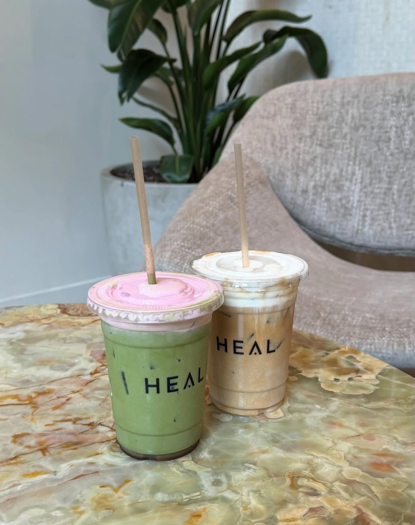 Two signature moments, one perfect pairing ✨

On the left:  our ceremonial-grade Matcha, elevated with a delicate strawberry foam. 
On the right: a smooth iced latte, crowned with a dreamy banana foam. 

Clean ingredients, bold flavors, and a touch o