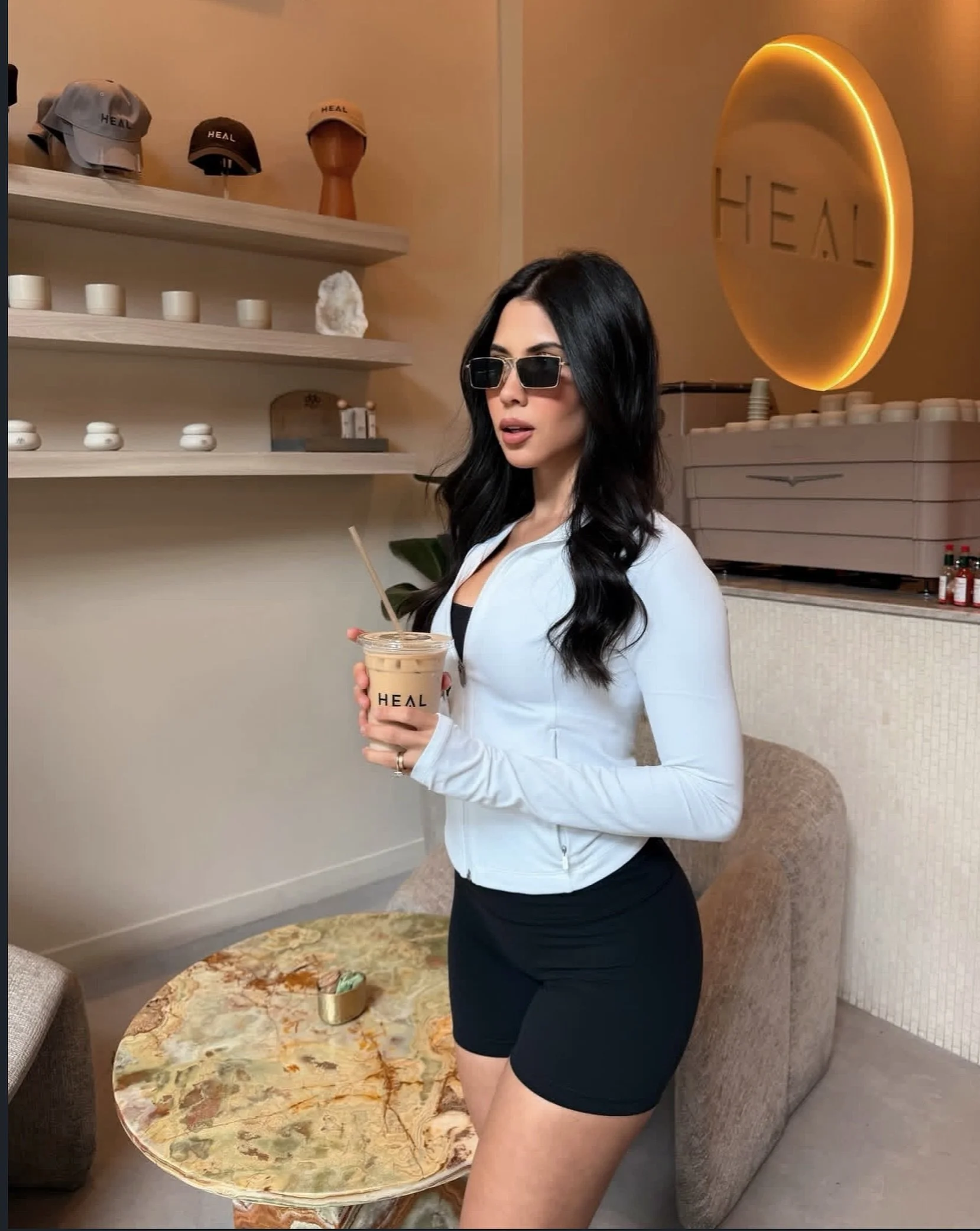 The gorgeous @andreatnunez with a refreshing Iced Latte to-go from HEAL. 

#HealCommunity #Healing #HealCafe #IcedLatte