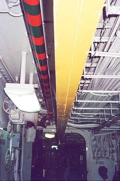 Broadway, note overhead yellow rail to move 16" projectiles