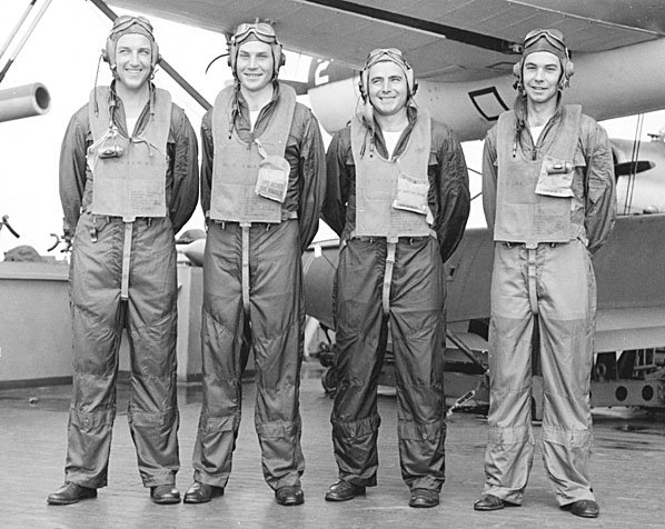 Kingfisher Pilots Left George H. Wentworth Third from left, Ernest. J. Coppola
