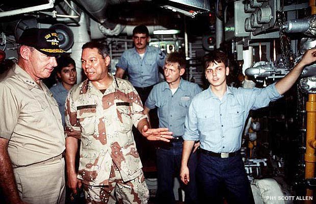 Vice Adm. Henry H. Mauz Jr. with General Colin Powell