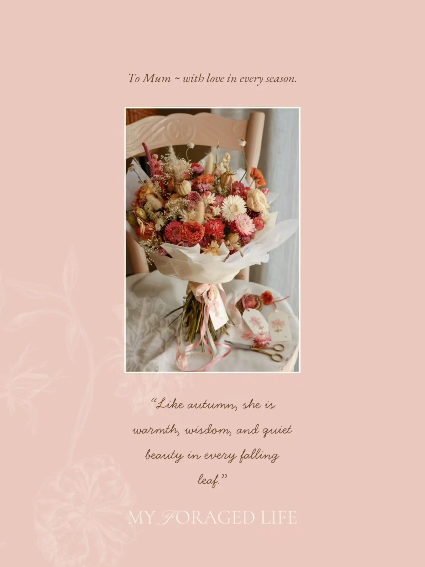 Embracing my love of autumnal colours &amp; flowers.

A special Mother&rsquo;s Day gift to cherish through every season that follows, and beyond.

Find this beautiful bouquet, and all her details, on my website.

🍂🌸🤎