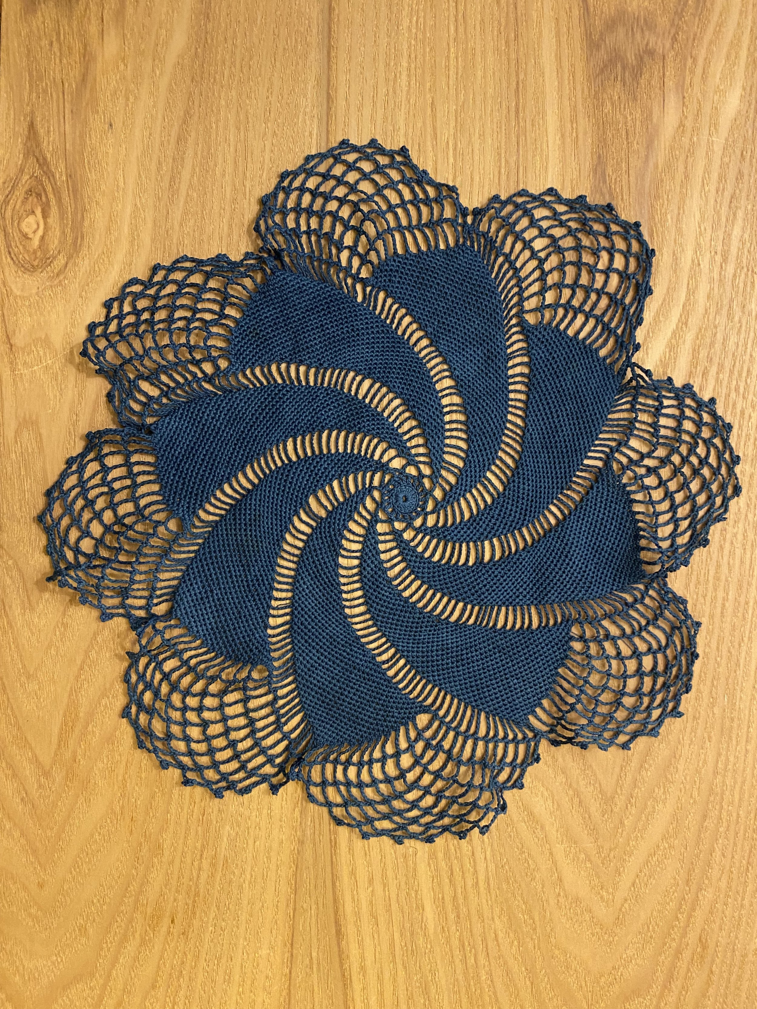 Vintage indigo dyed doily