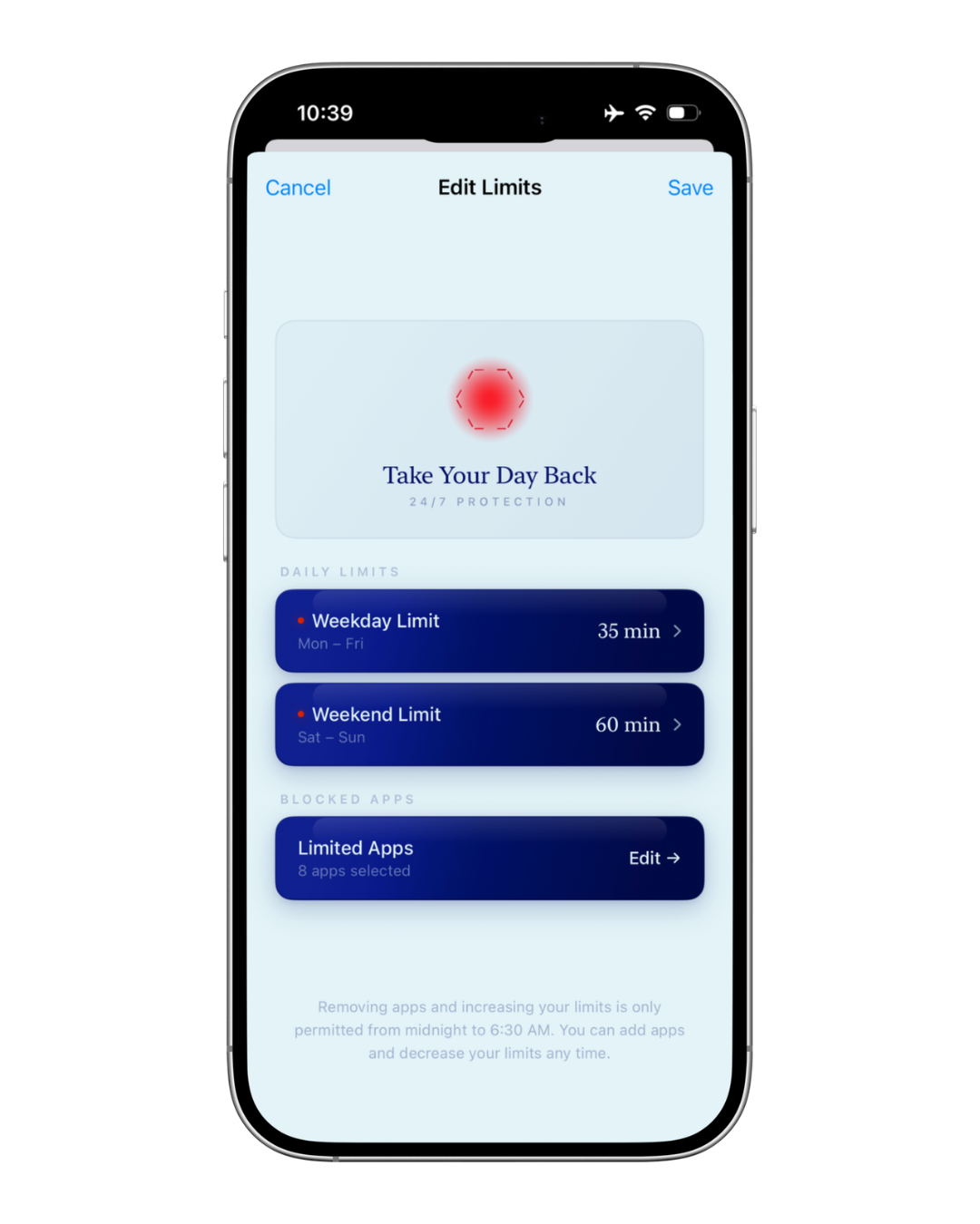 ScreenBuddy's daily time limits let you set custom screen time limits on iPhone for weekdays and weekends