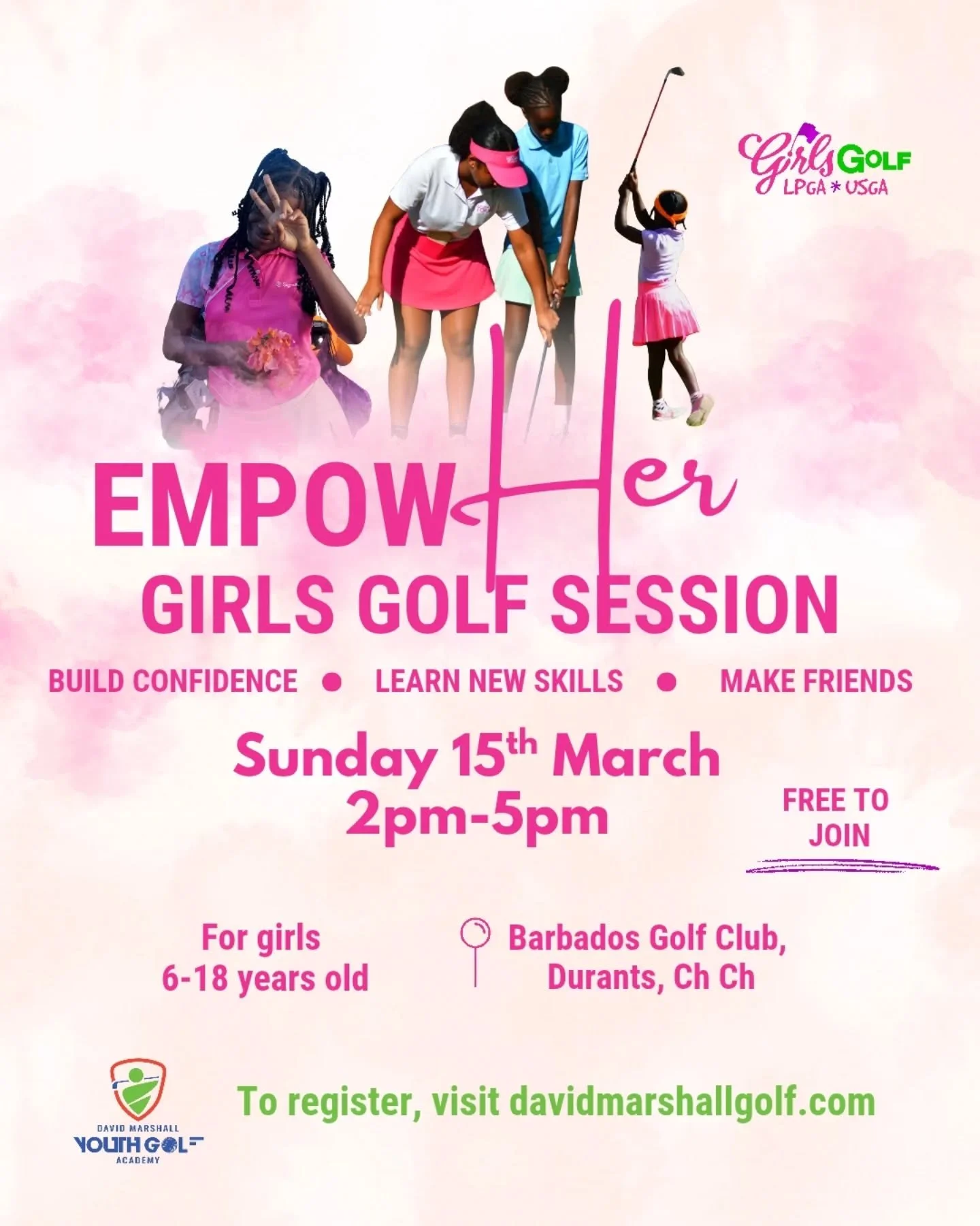 Girls, it&rsquo;s time to step up to the tee! ⛳✨

Join us for our EmpowHER Girls Golf Session and discover how fun golf can be when you:
💪🏽 Build confidence
🎯 Learn new skills
🫱🏼&zwj;🫲🏽 Make new friends

Through exciting putting challenges, te