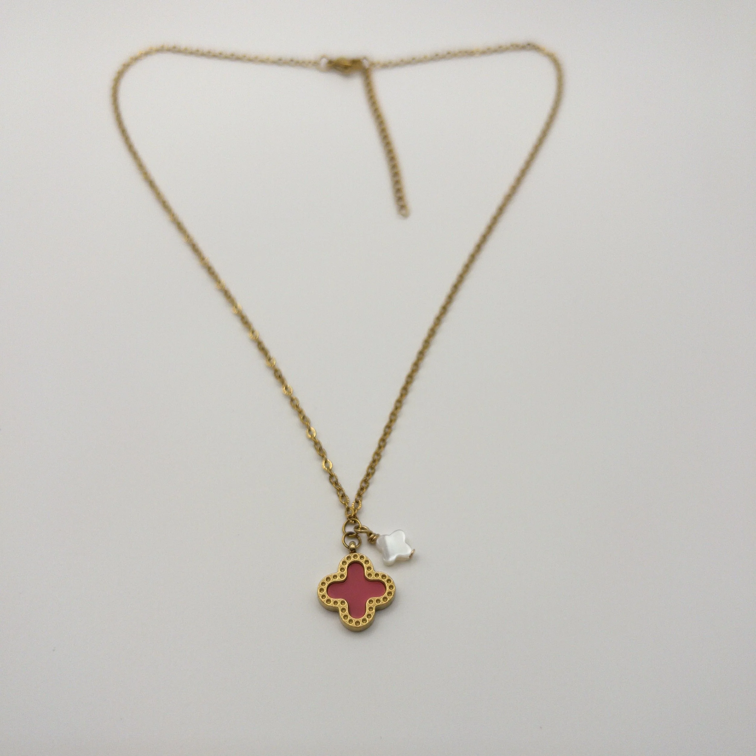 Pink Clover Charm Necklace 2.jpg
