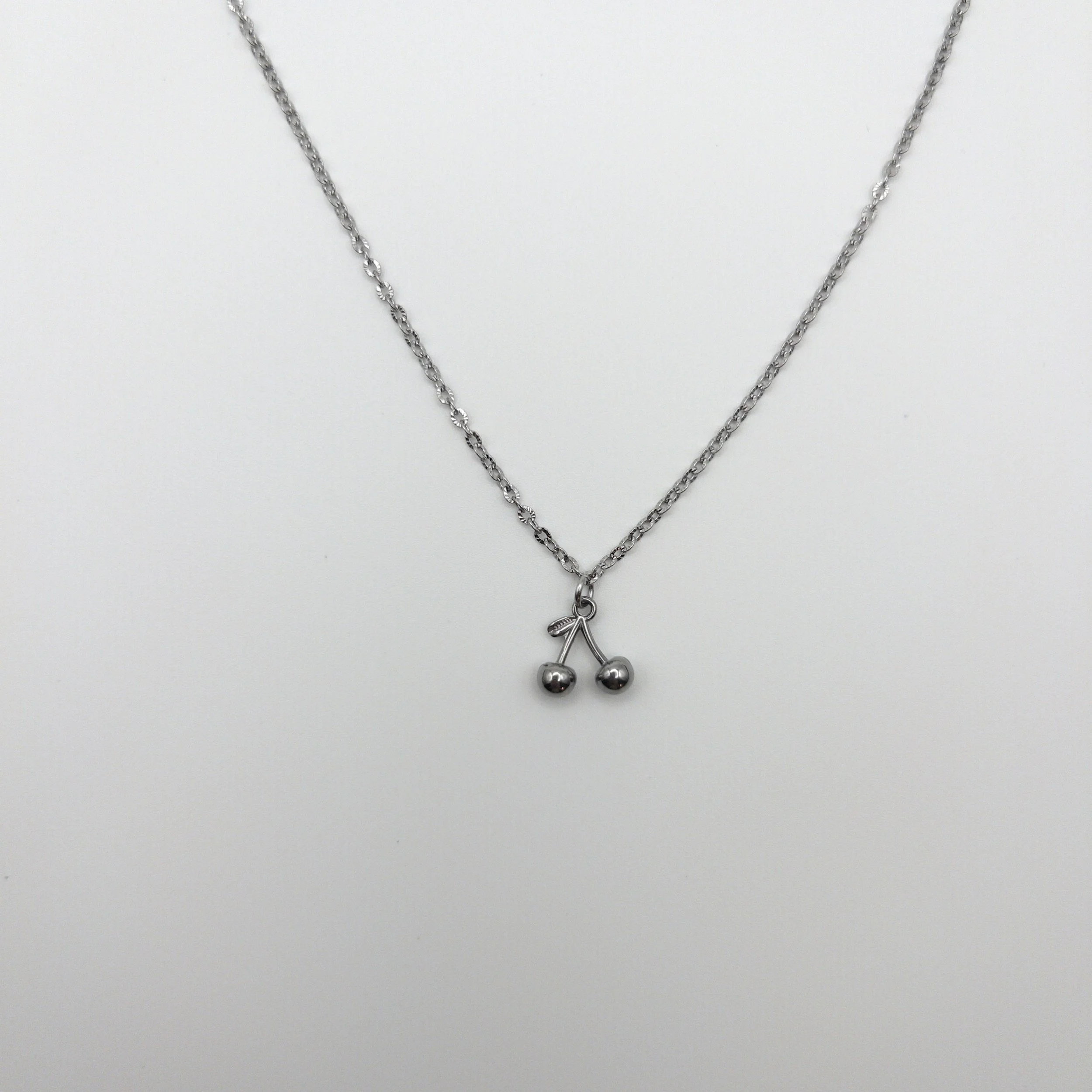 Silver Cherry Pendant Necklace