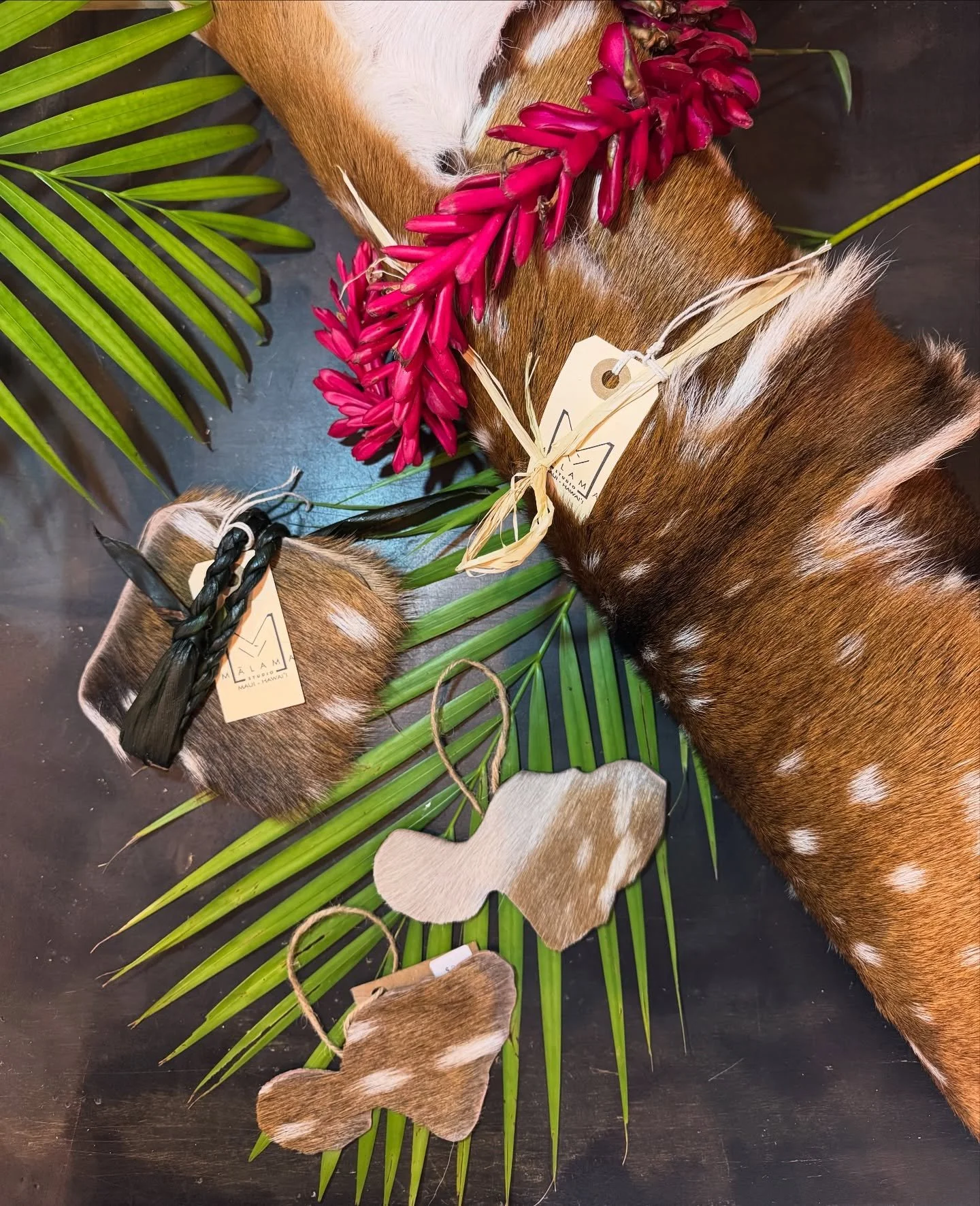 oh deer!!! we are in love with all the goodies that @wastenotmaui dropped off yesterday.  a true eco-warrior: Michelle does everything from hunting, the one month process of vegetable tanning of the hide, to crafting these beautiful pieces that you s