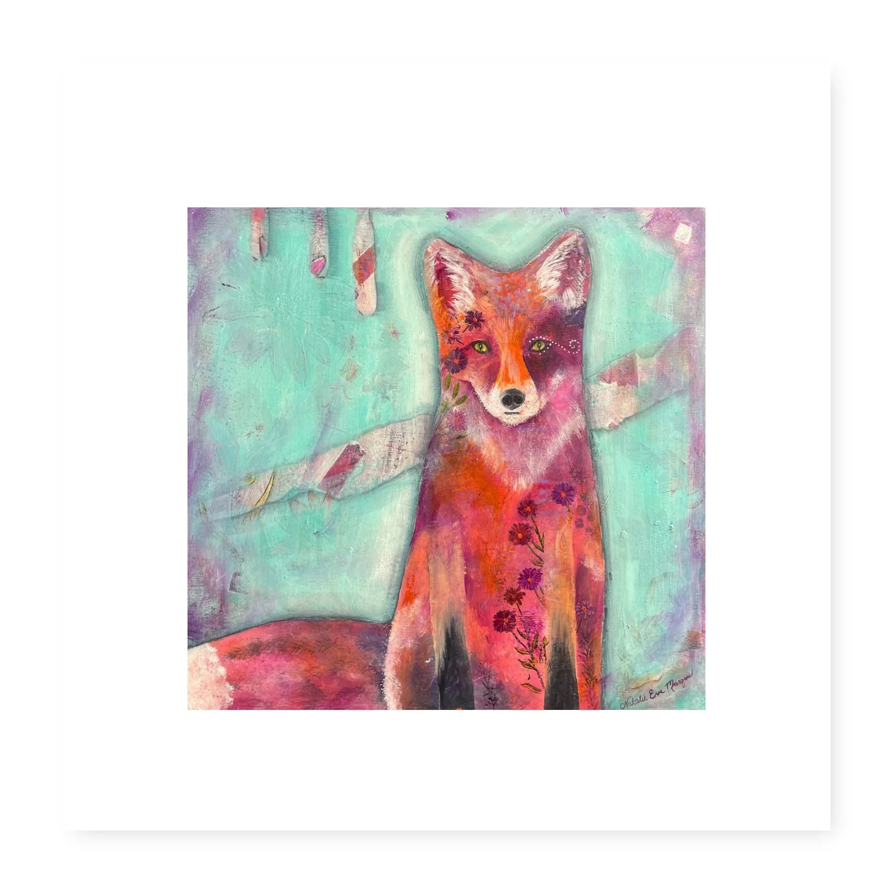 Foxy in Teal Art Print