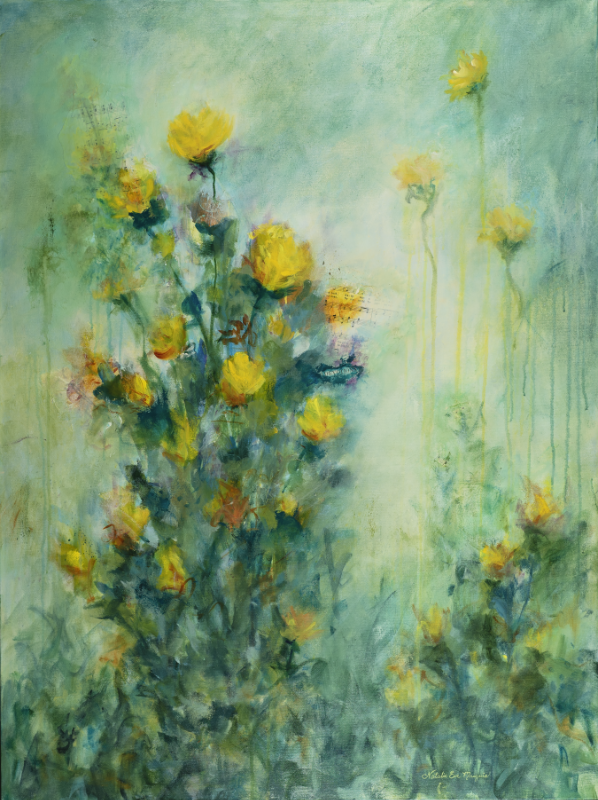 Gathering Gold - Elegant Floral Painting