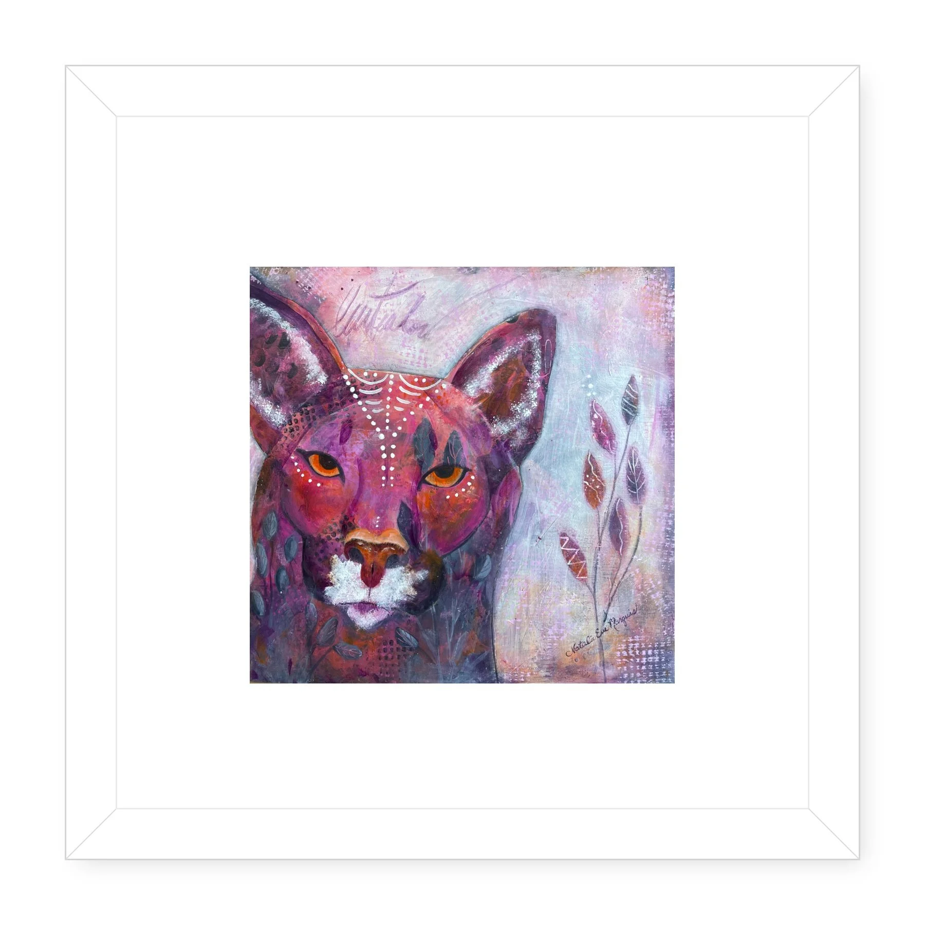 Mountain-Lion-Ar_Tribal-Lion_Natalie-Marquis_WHITE_MAT_WHITE_GALLERY_FRAME.jpg