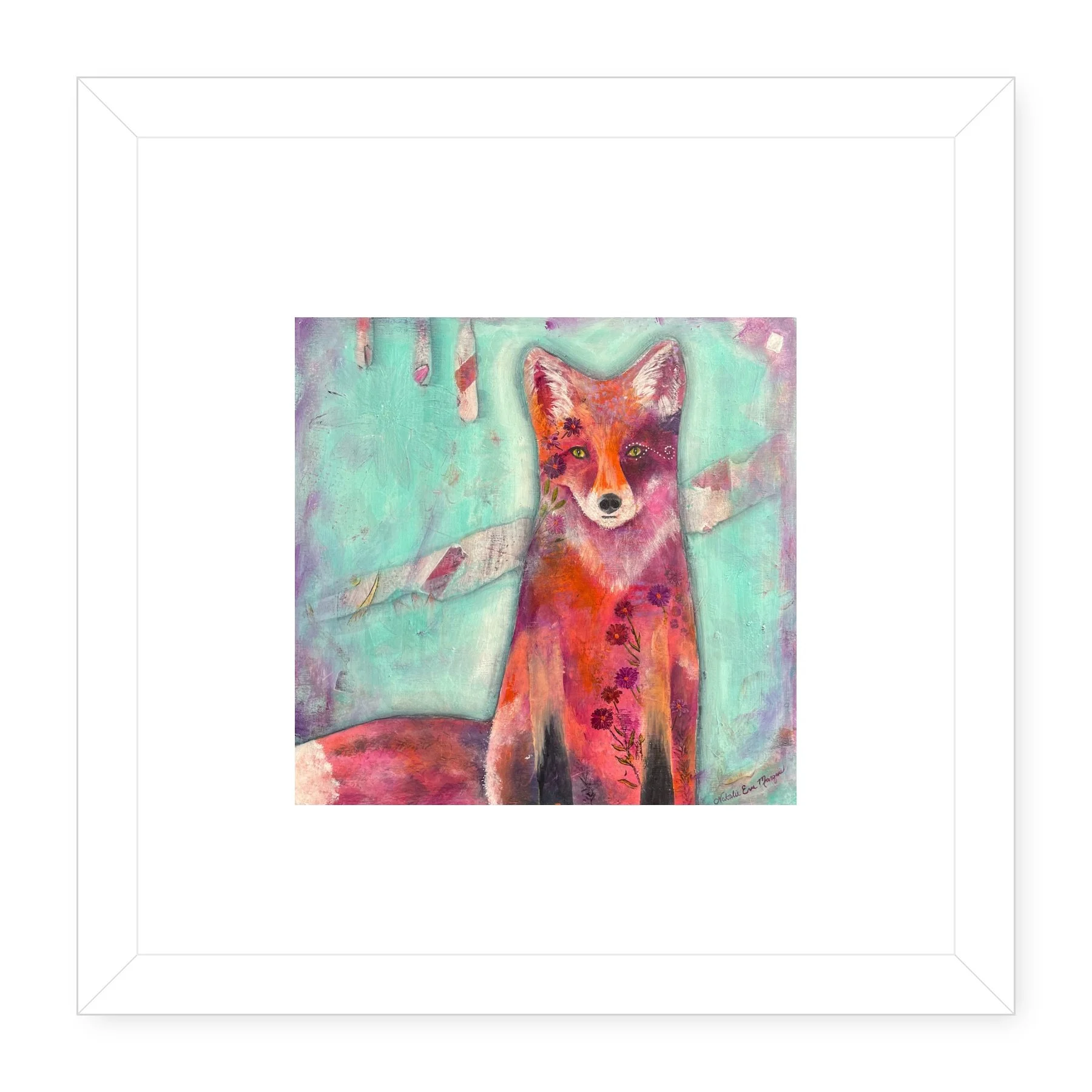 Fox-Art_Foxy-in-Teal_NatalieMarquis_WHITE_MAT_WHITE_GALLERY_FRAME.jpg