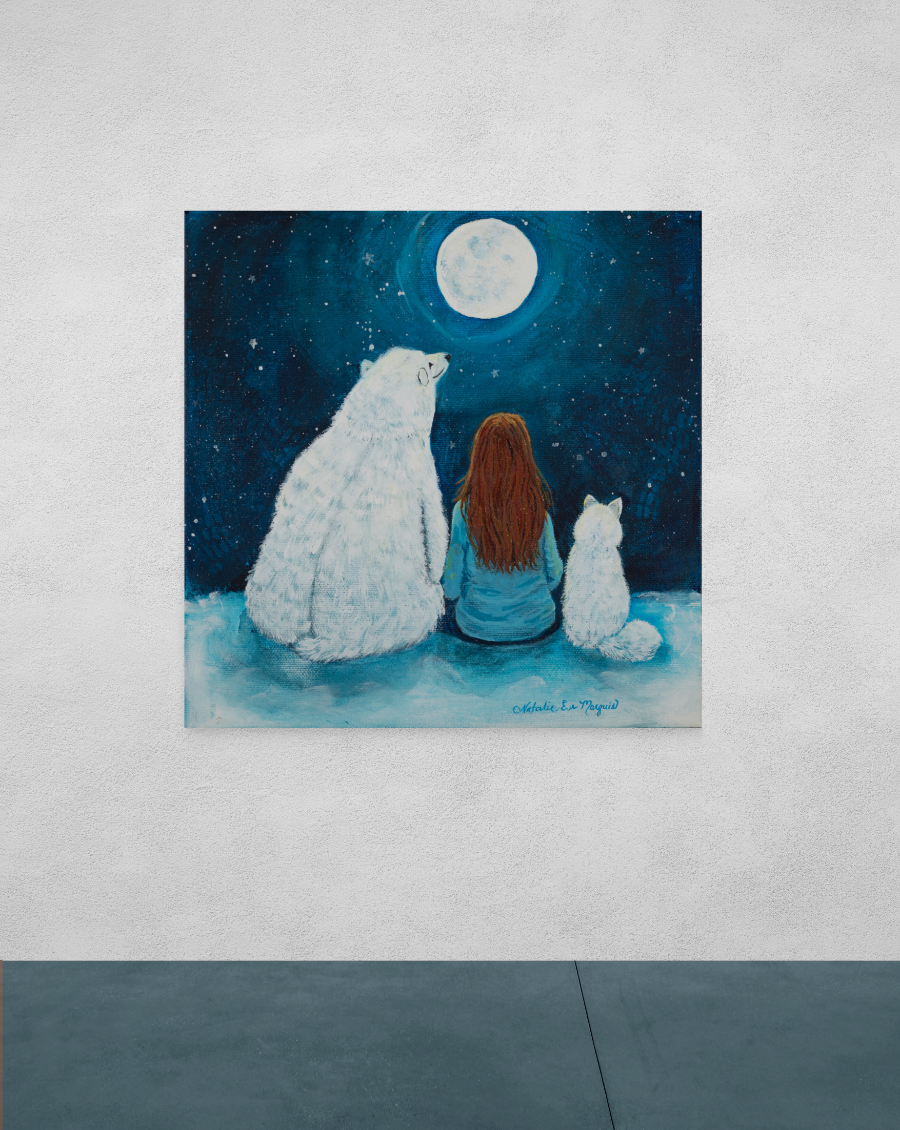 Moon Friends Polar Bear & Artic Fox Art Print — Natalie Eve