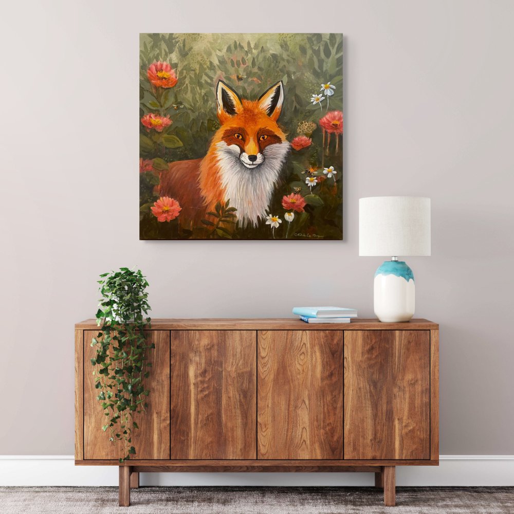 Fox in the Garden Fox Painting Wall Art