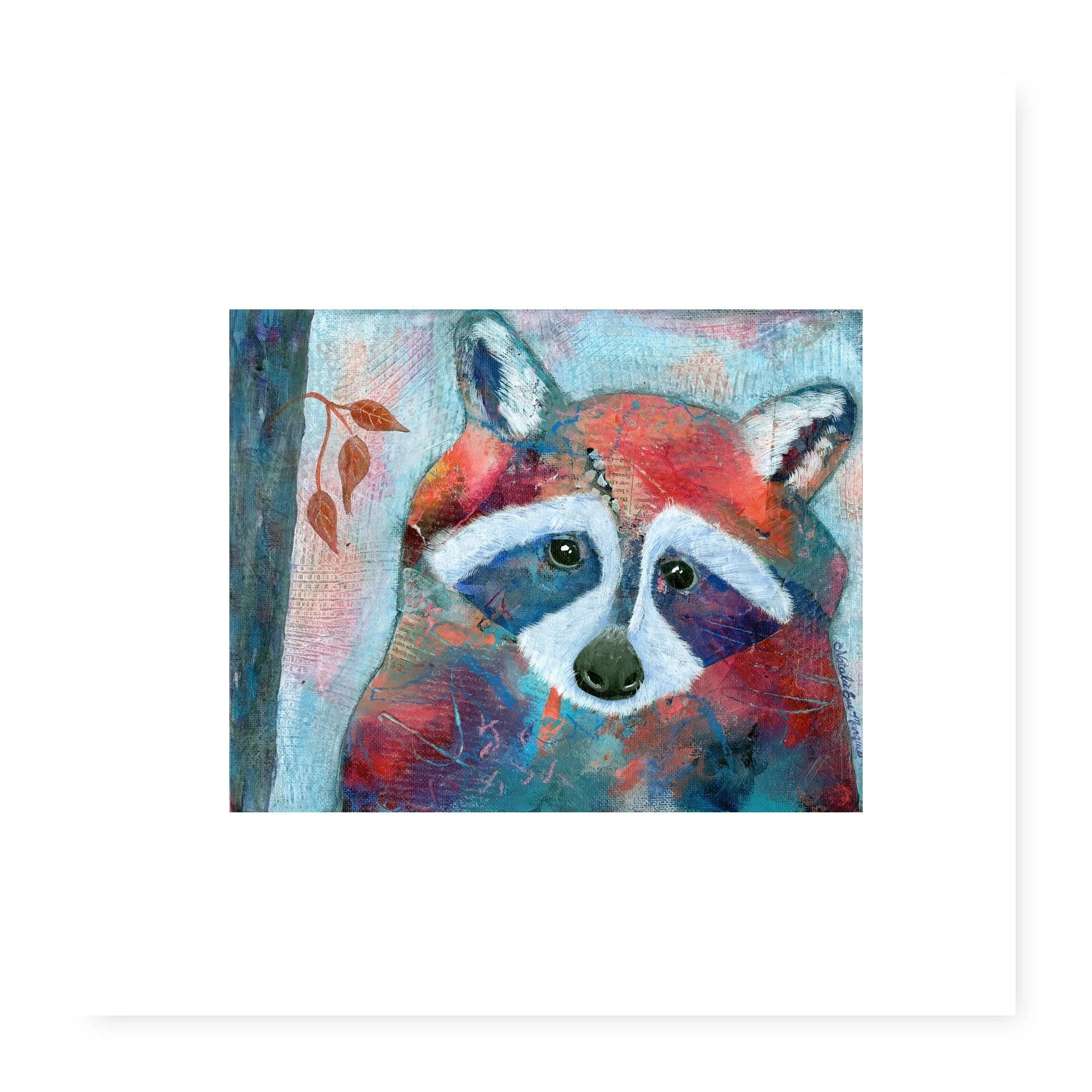 Out of the Wood Raccoon Art Print