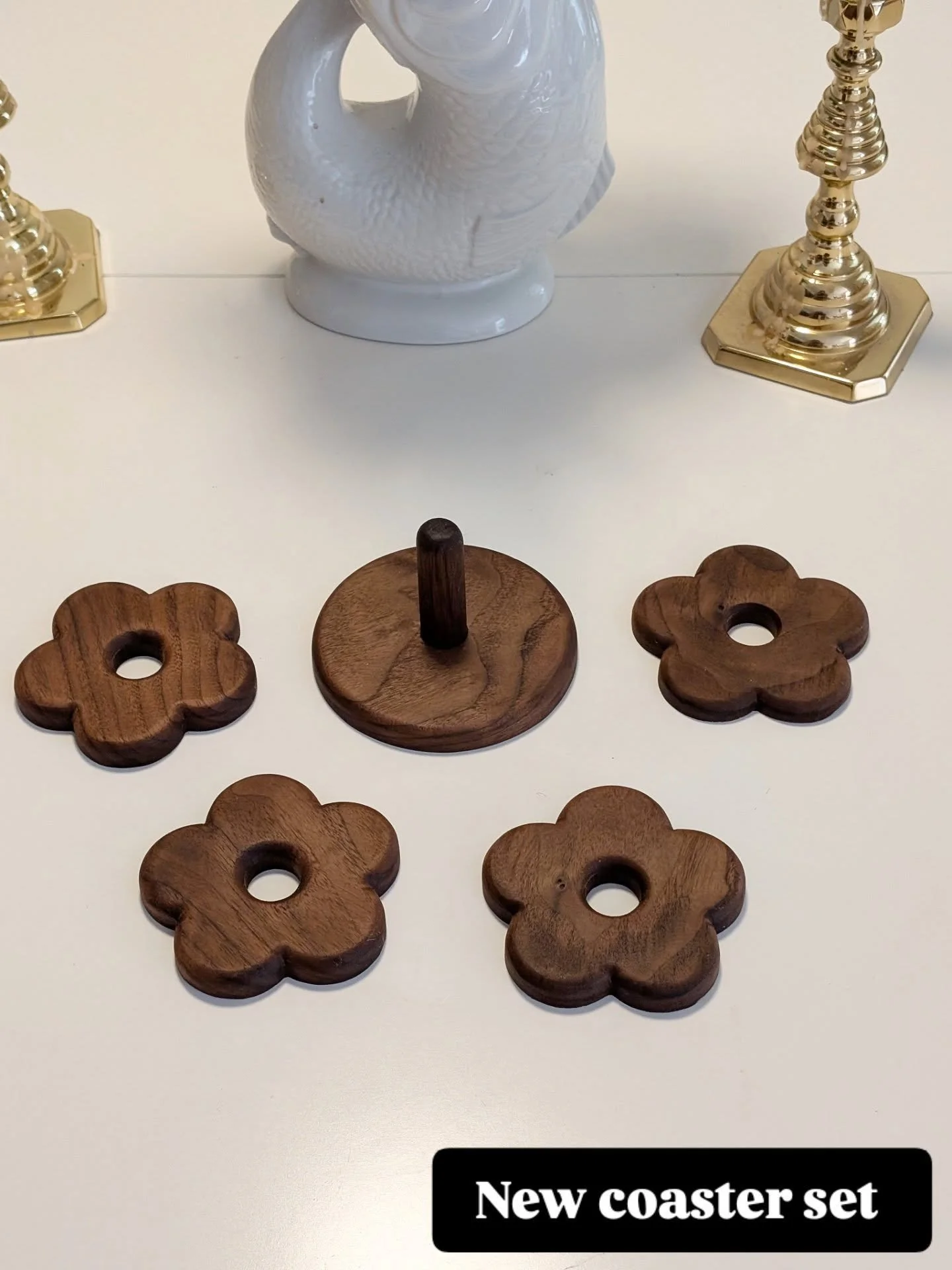 Handmade walnut stacking coasters! $50 pickup in Victoria or I offer shipping on my website :)