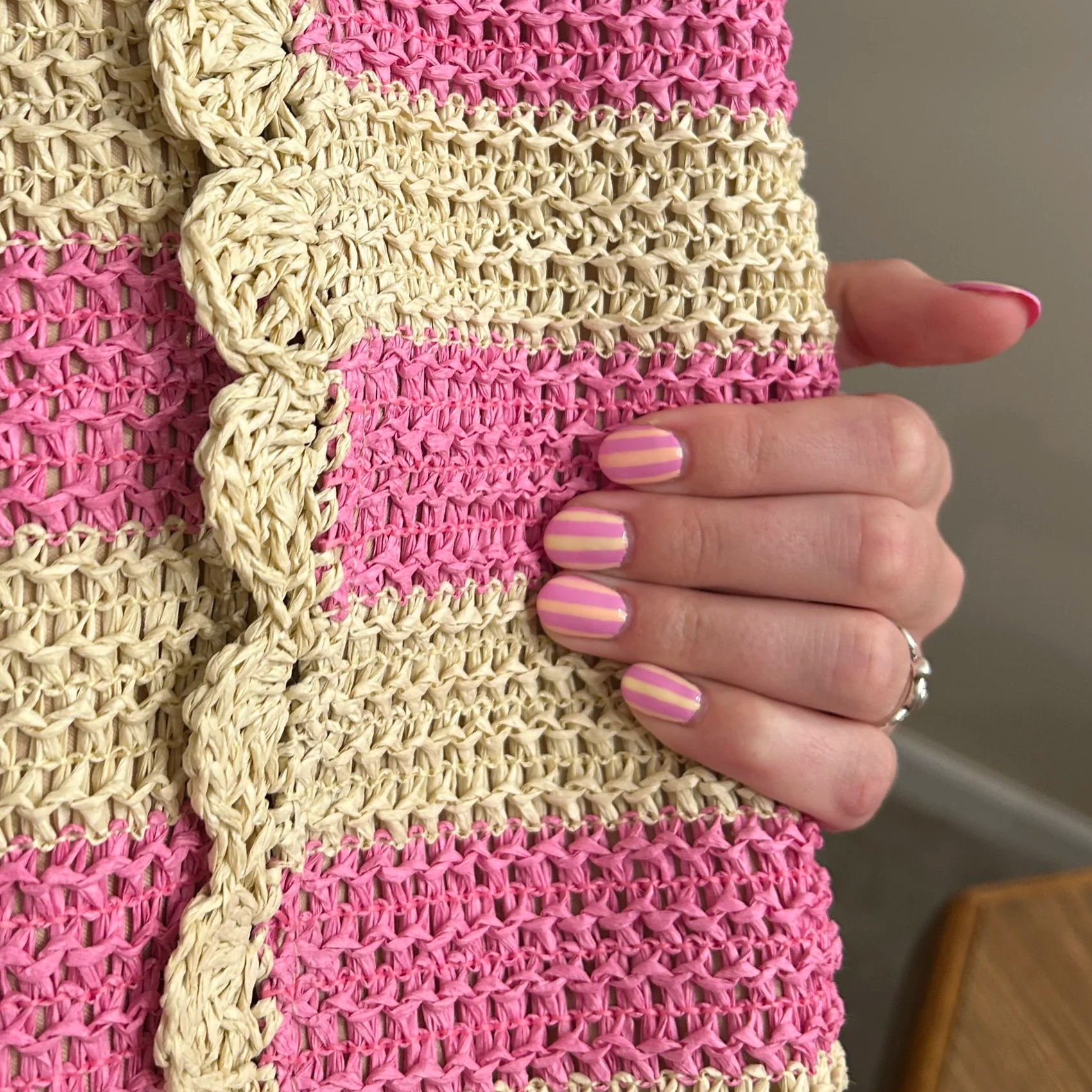 Pink Striped Nails