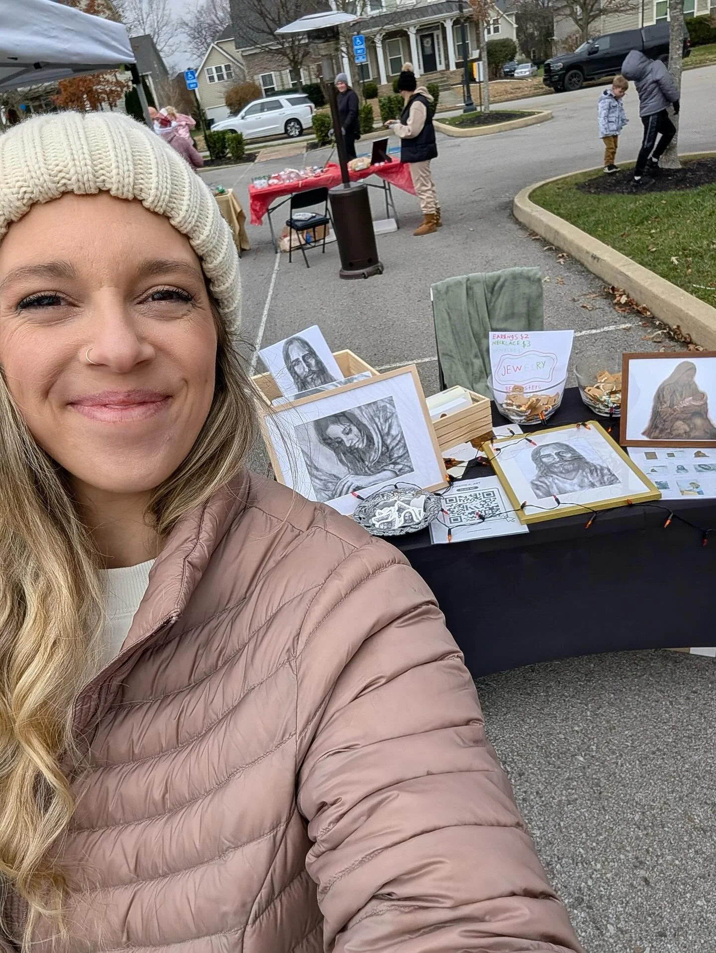 Had a blast at our neighborhood craft sale! Got to pray for some people and share some testimonies of God healing me while I drew! So fun! The girls even sold some jewelry too! I&rsquo;ve got extra hand signed prints and Christmas cards available too