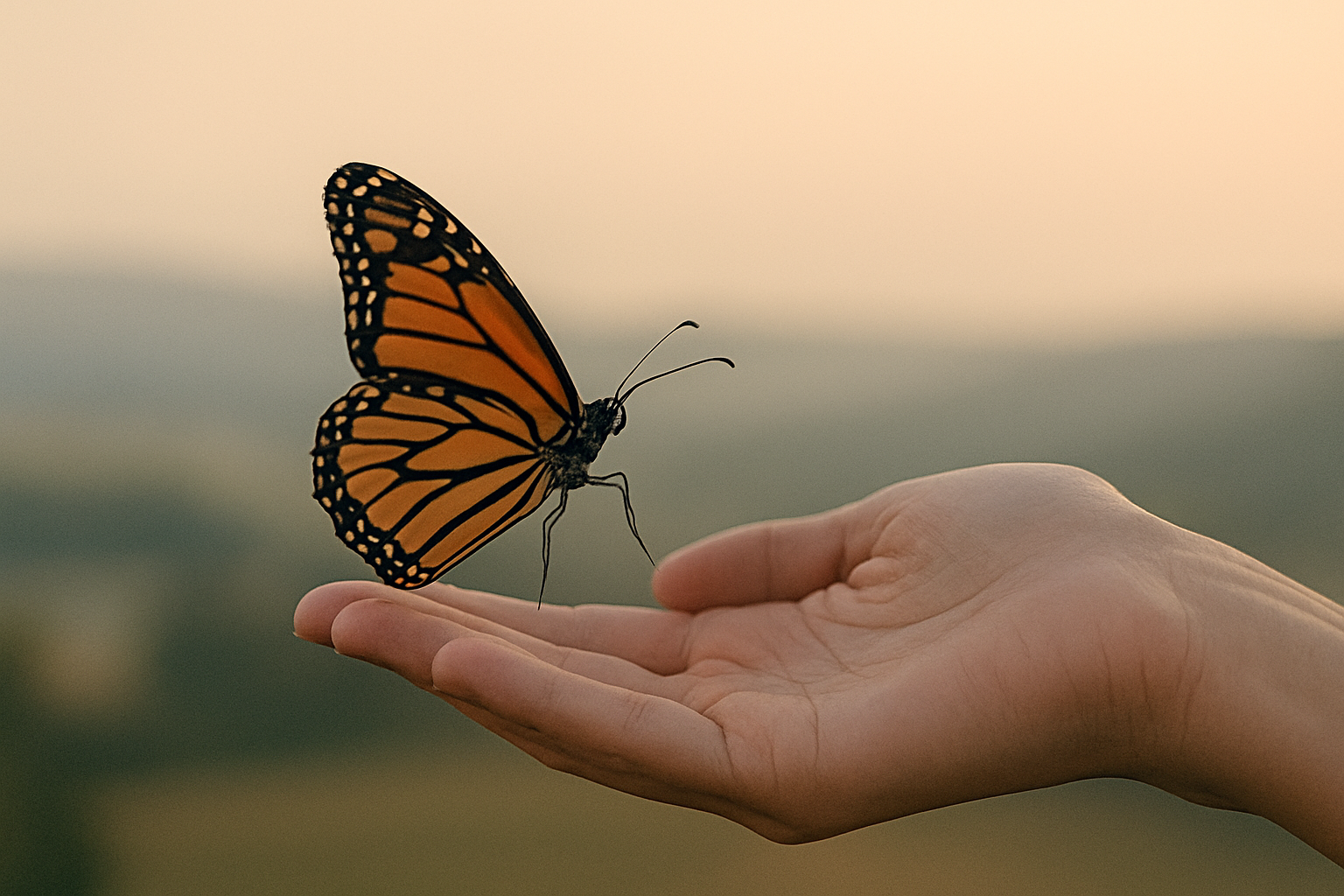 butterfly over open hand