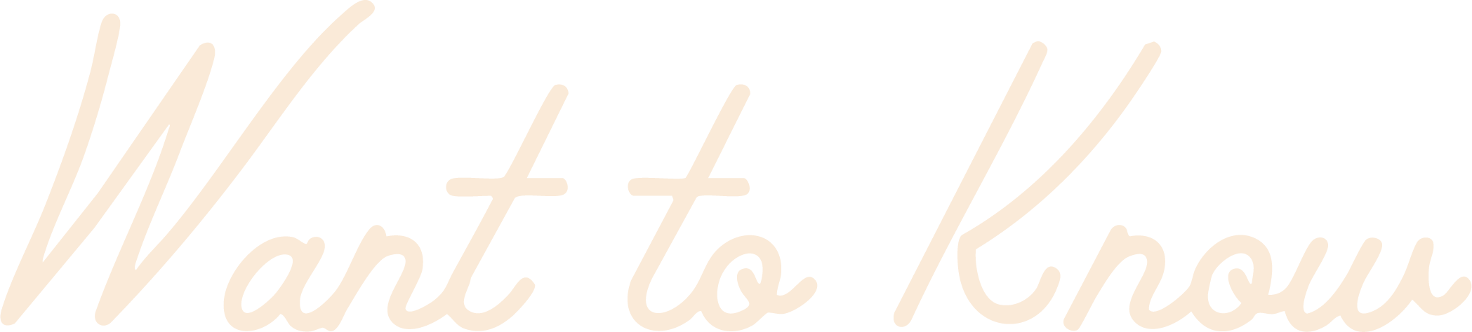 Cursive text "Want to Know" in beige on a black background.