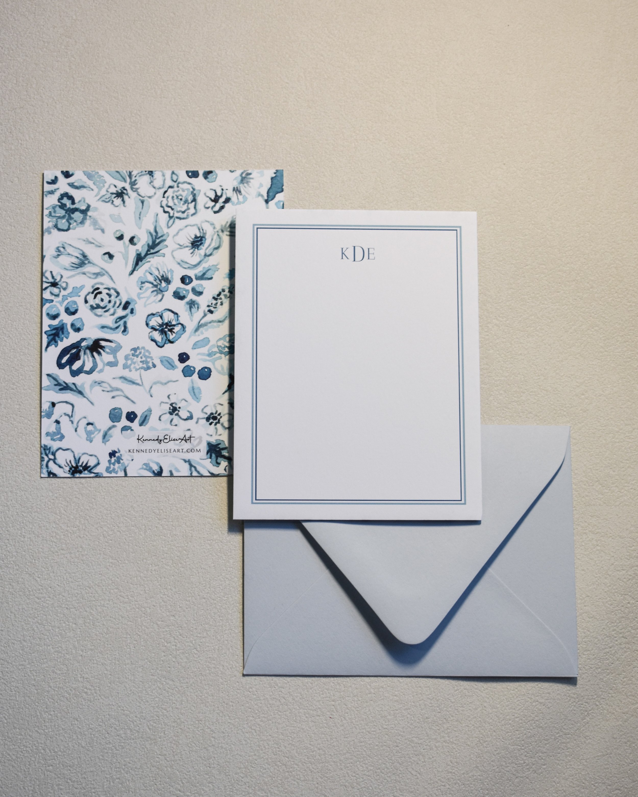 The Blue Blooms Custom Stationery Set
