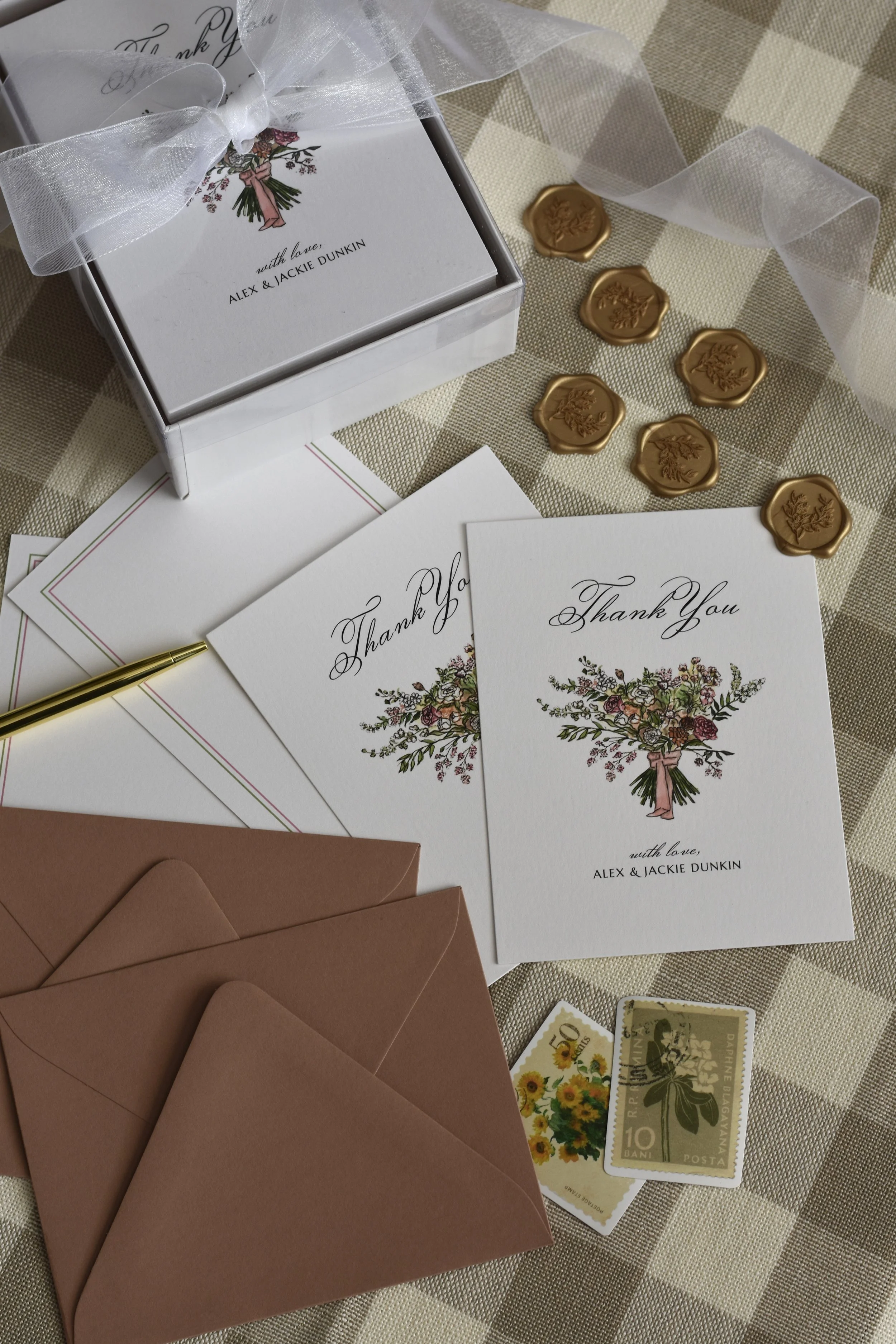 Bouquet Custom Thank You Stationery