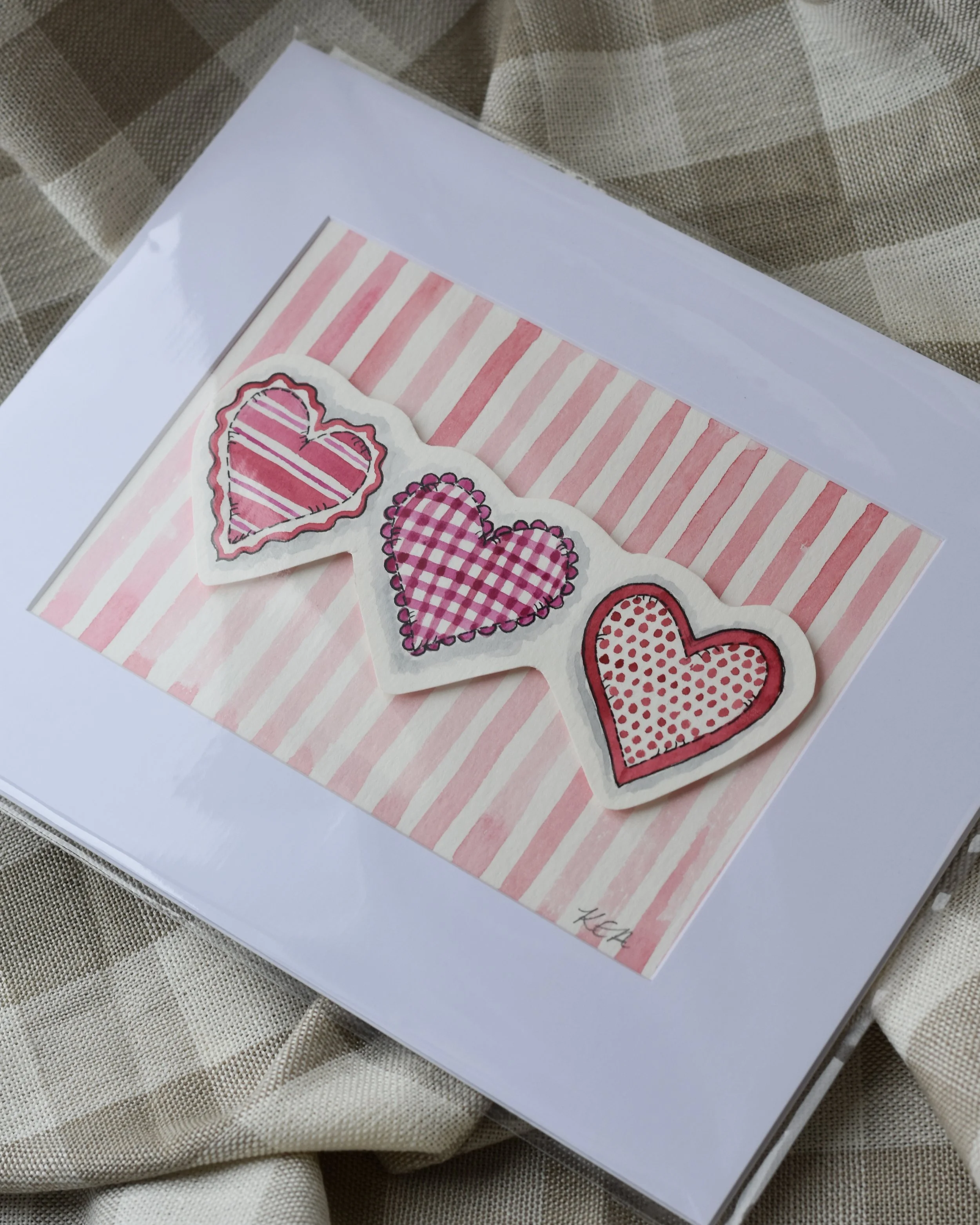 "I heart you" Original Painting with Mat