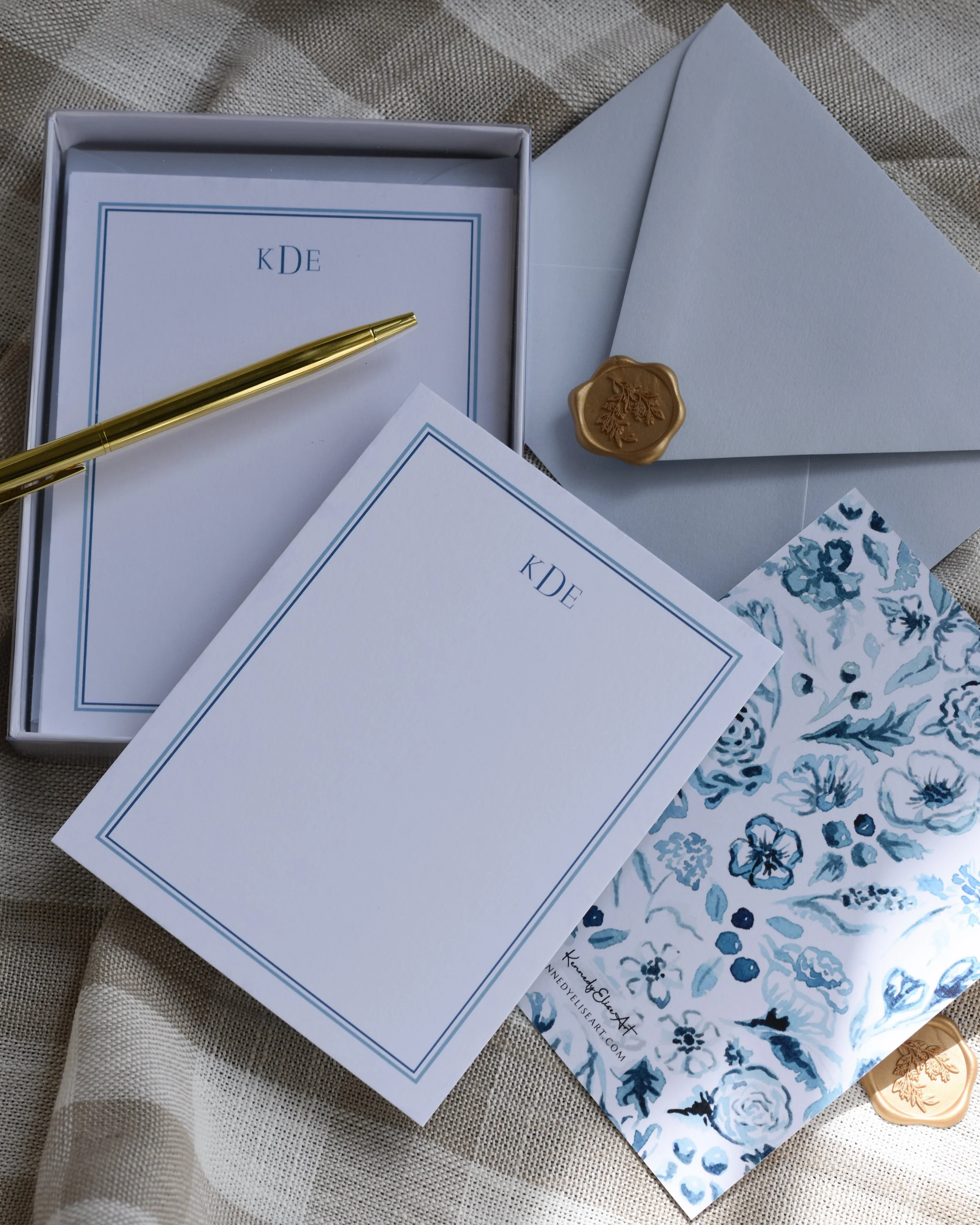 The Blue Blooms Custom Stationery Set
