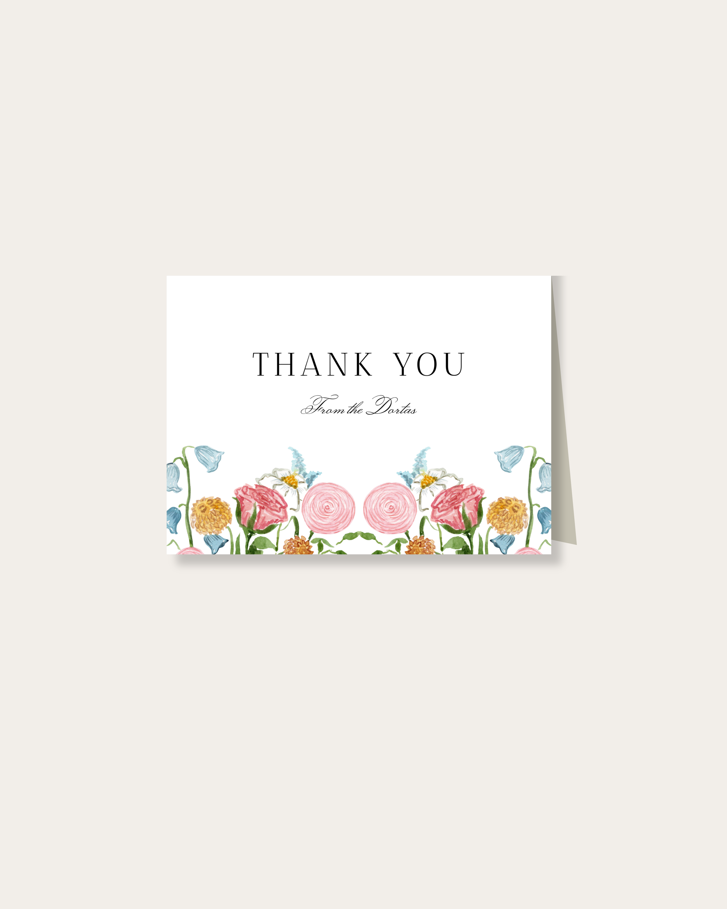 Garden Party Wedding Horizontal Thank You Folded Cards