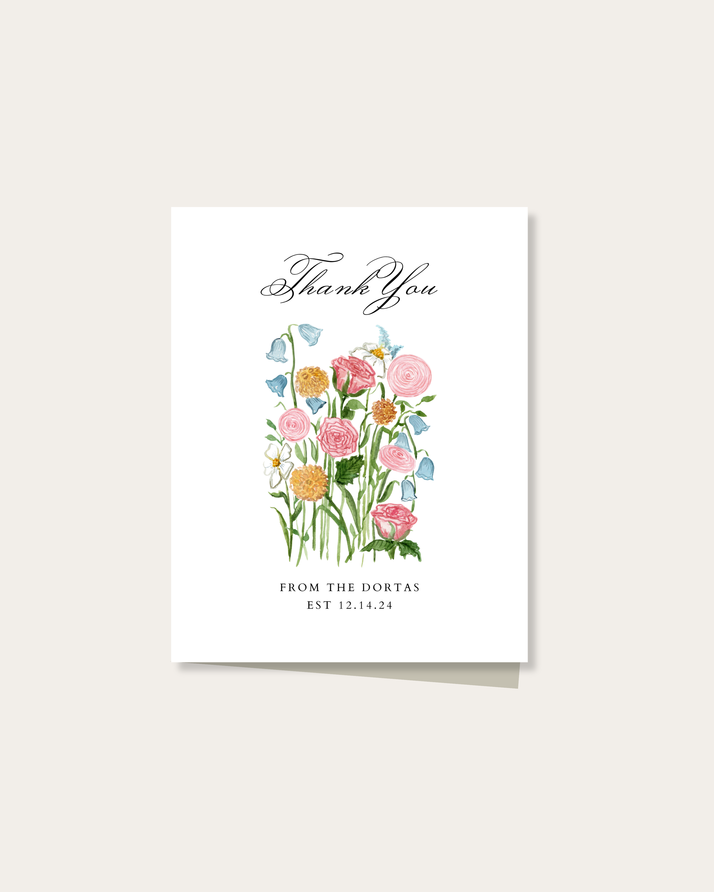 Garden Party Wedding Thank You Folded Cards