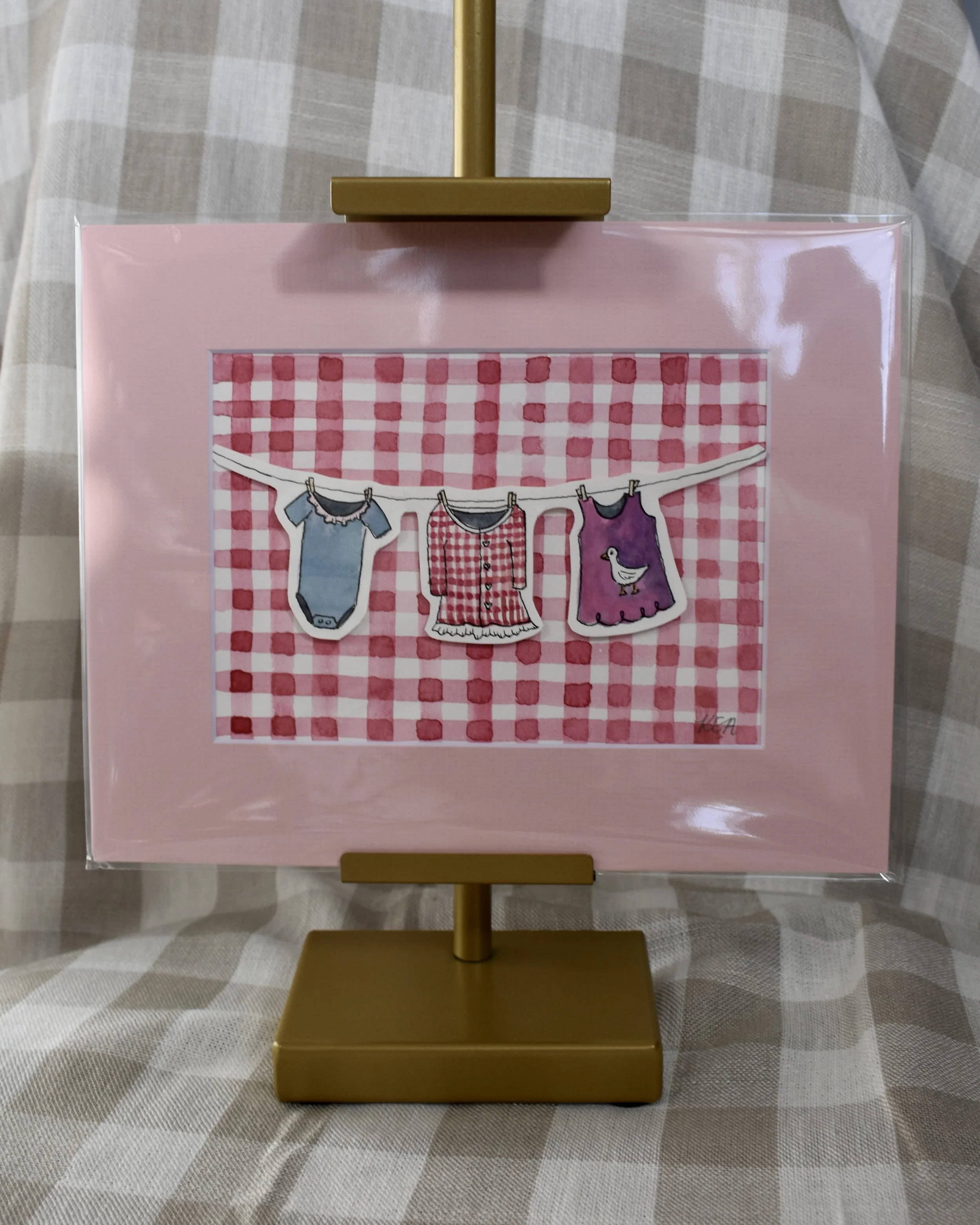 Little Linens Baby Girl Original Painting with Mat